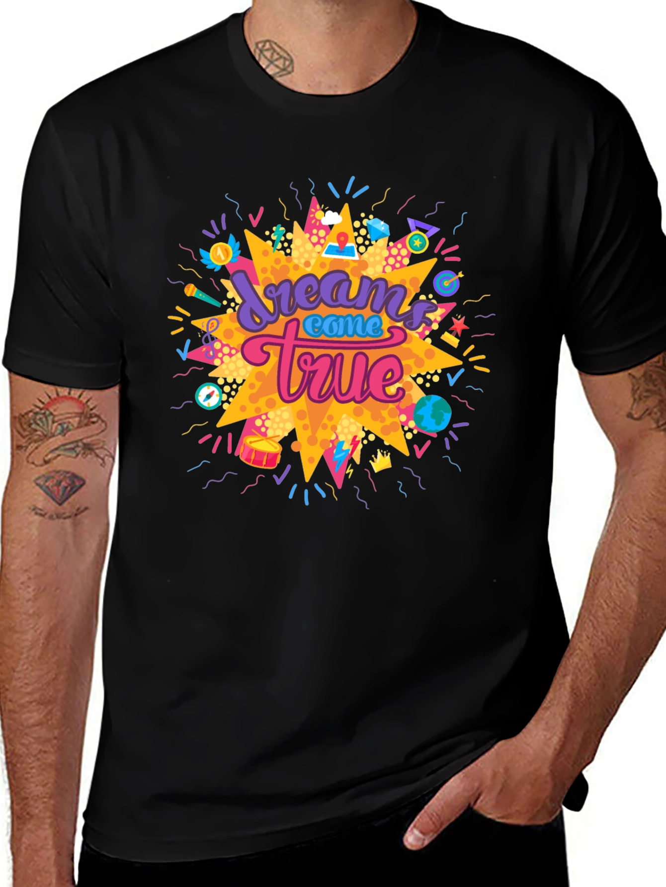 Dreams Come True Graphic Tee - Trendy Black T-Shirt