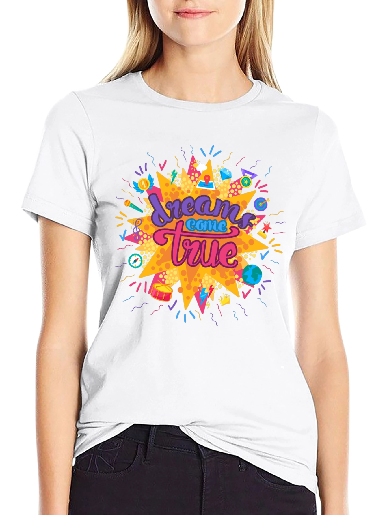 Dreams Come True Graphic Tee - Trendy Black T-Shirt
