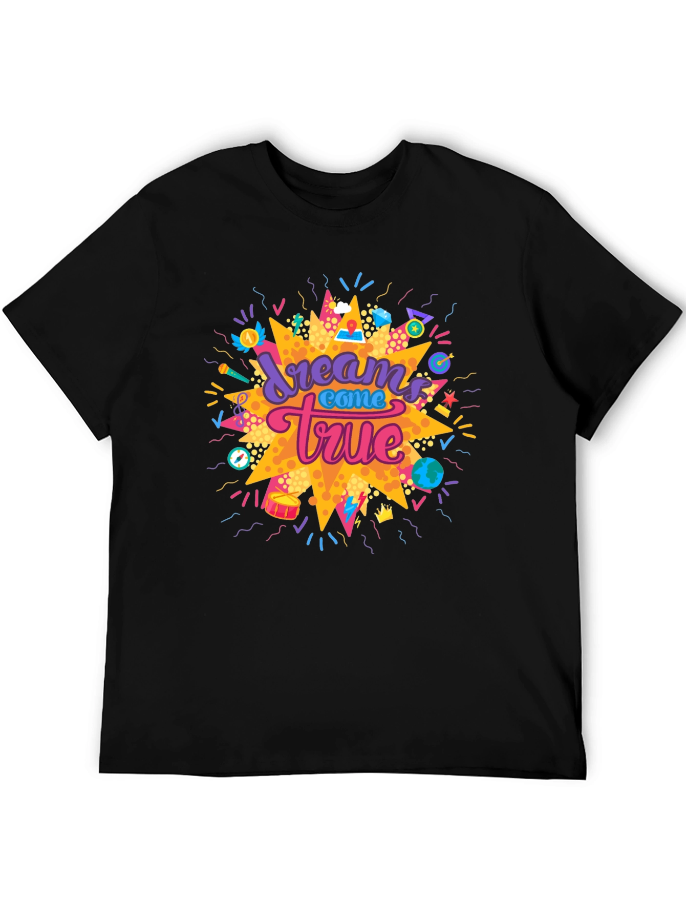 Dreams Come True Graphic Tee - Trendy Black T-Shirt