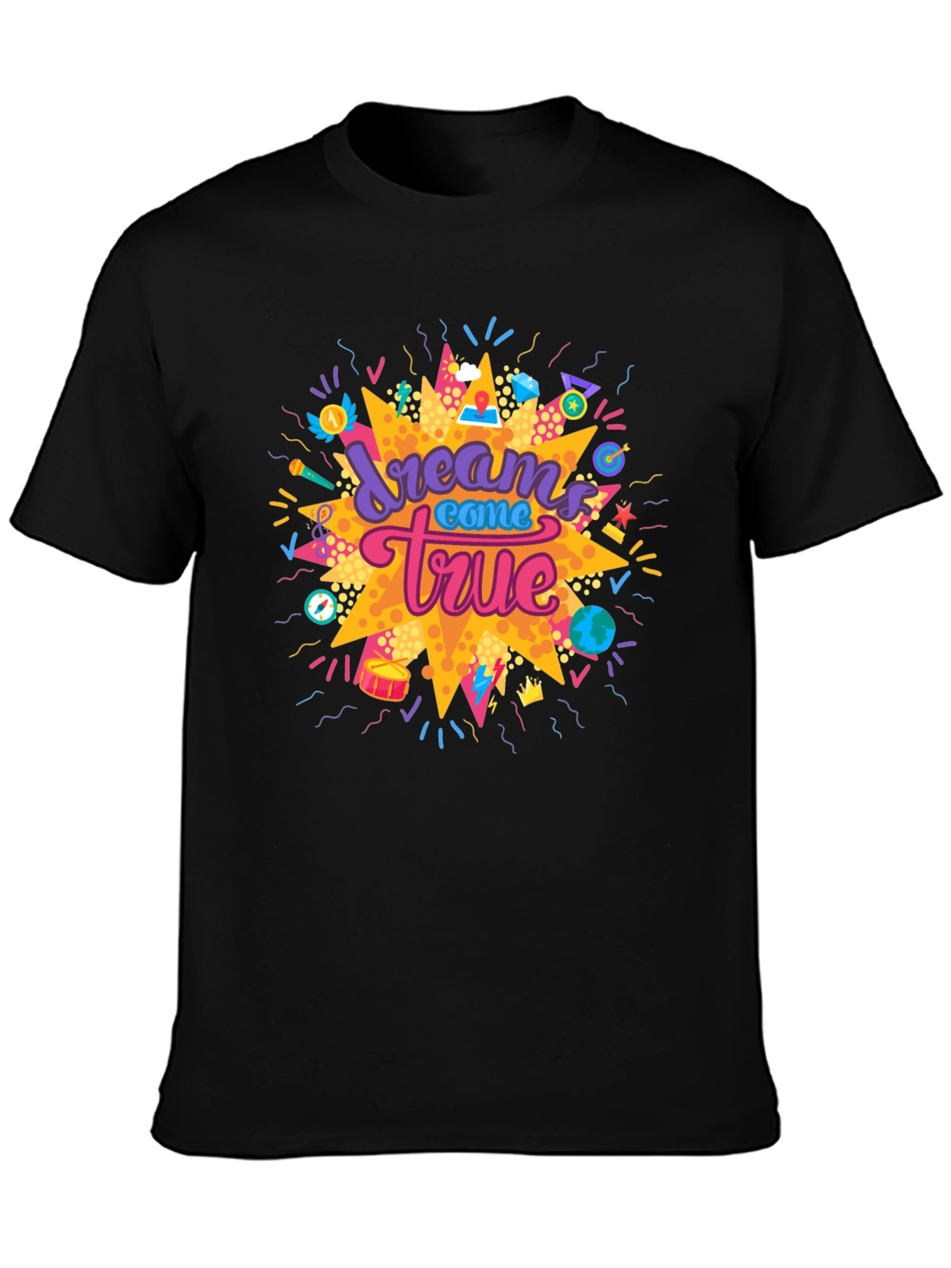 Dreams Come True Graphic Tee - Trendy Black T-Shirt