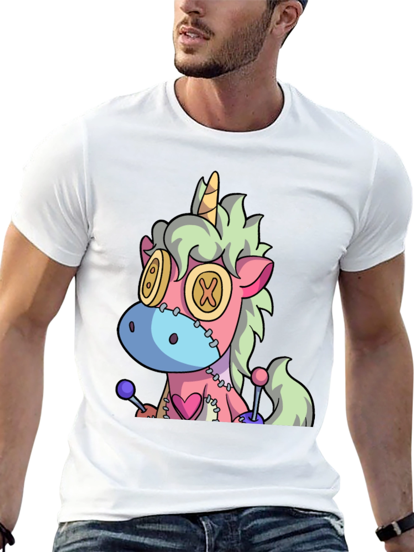 Unicorn Cartoon Graphic Black Tee