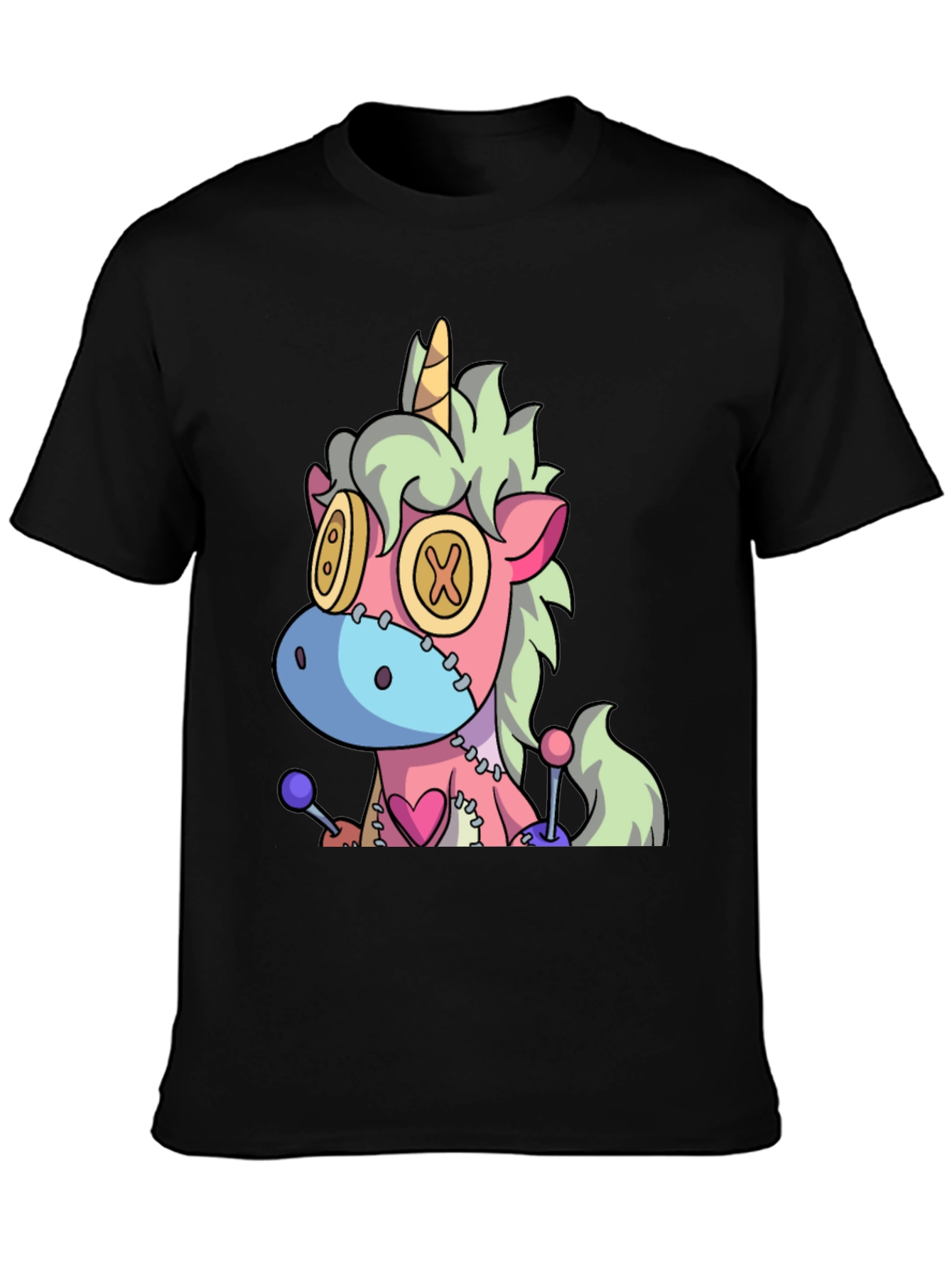 Unicorn Cartoon Graphic Black Tee
