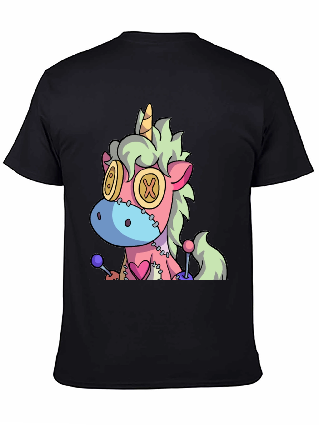 Unicorn Cartoon Graphic Black Tee