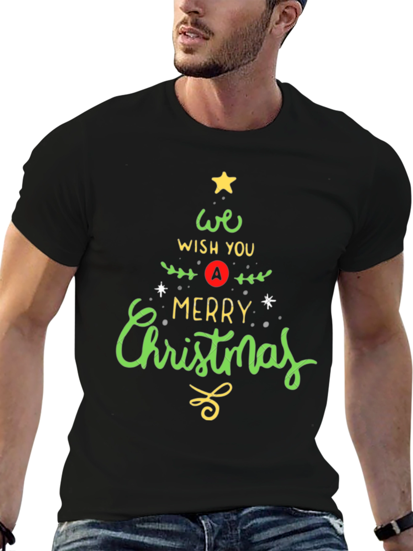 Merry Christmas Tree Graphic T-Shirt