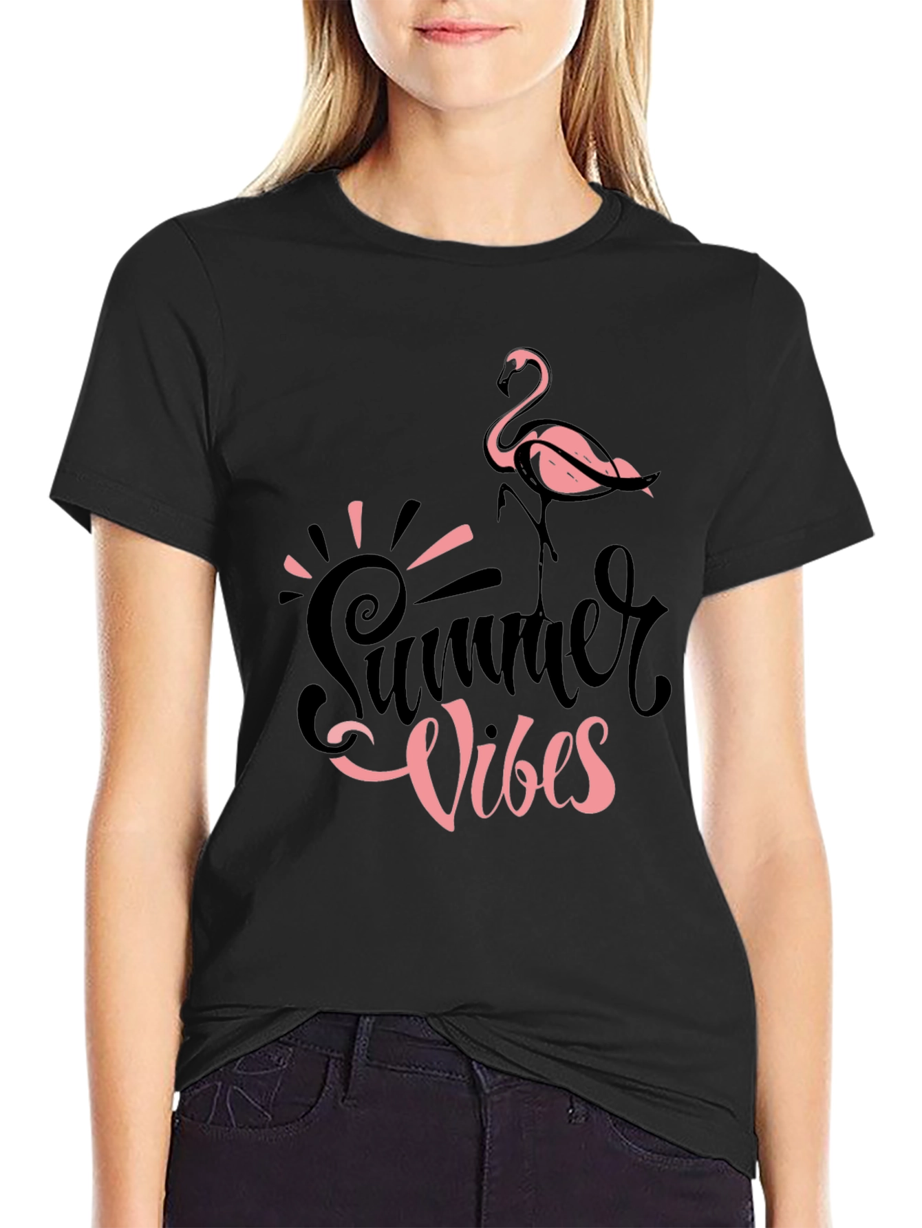 Summer Vibes Flamingo Graphic Tee - Casual Comfort