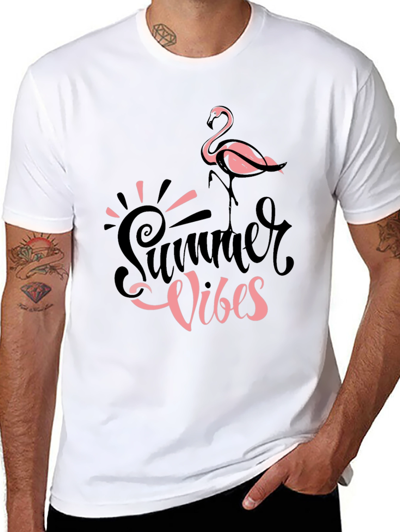 Summer Vibes Flamingo Graphic Tee - Casual Comfort