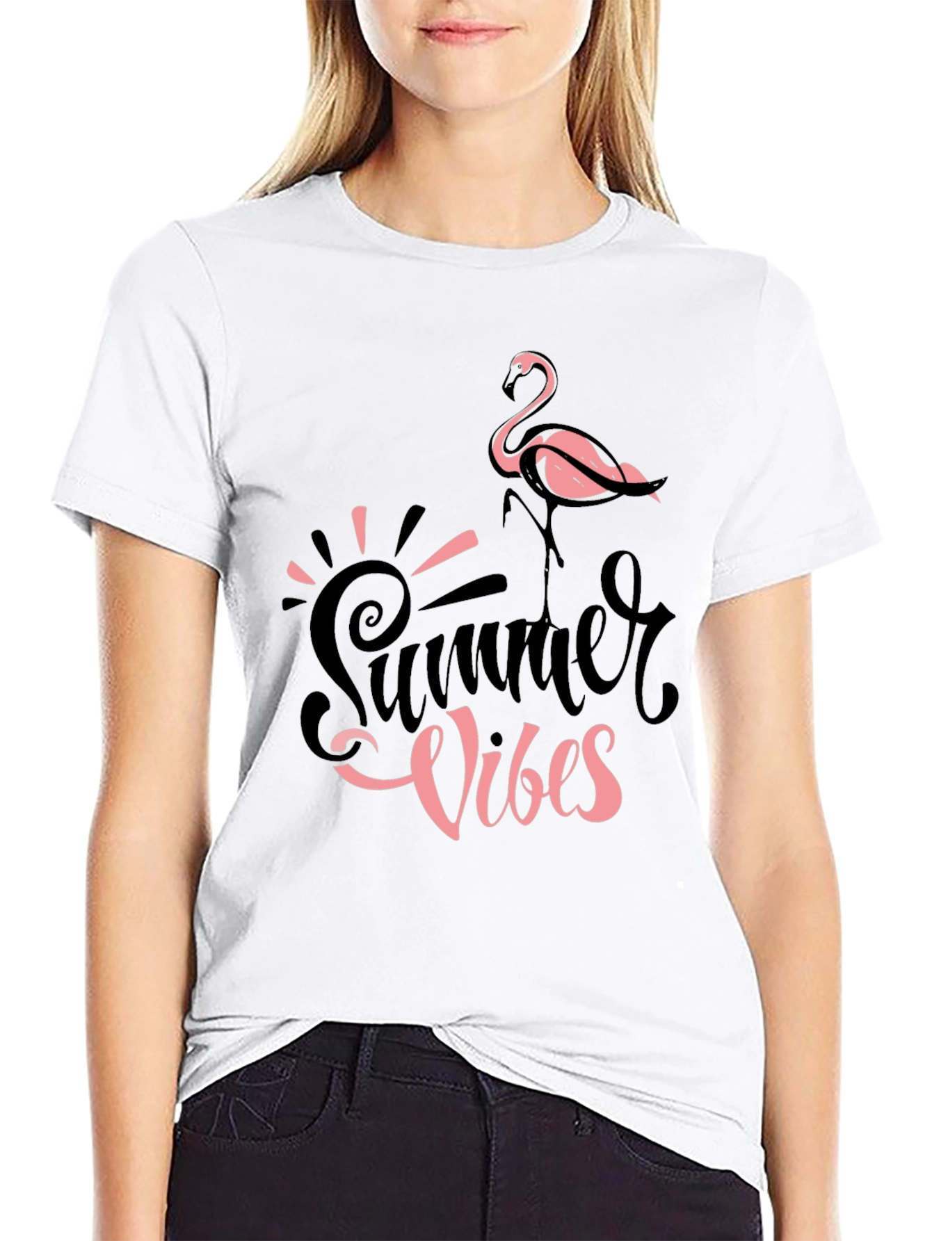Summer Vibes Flamingo Graphic Tee - Casual Comfort