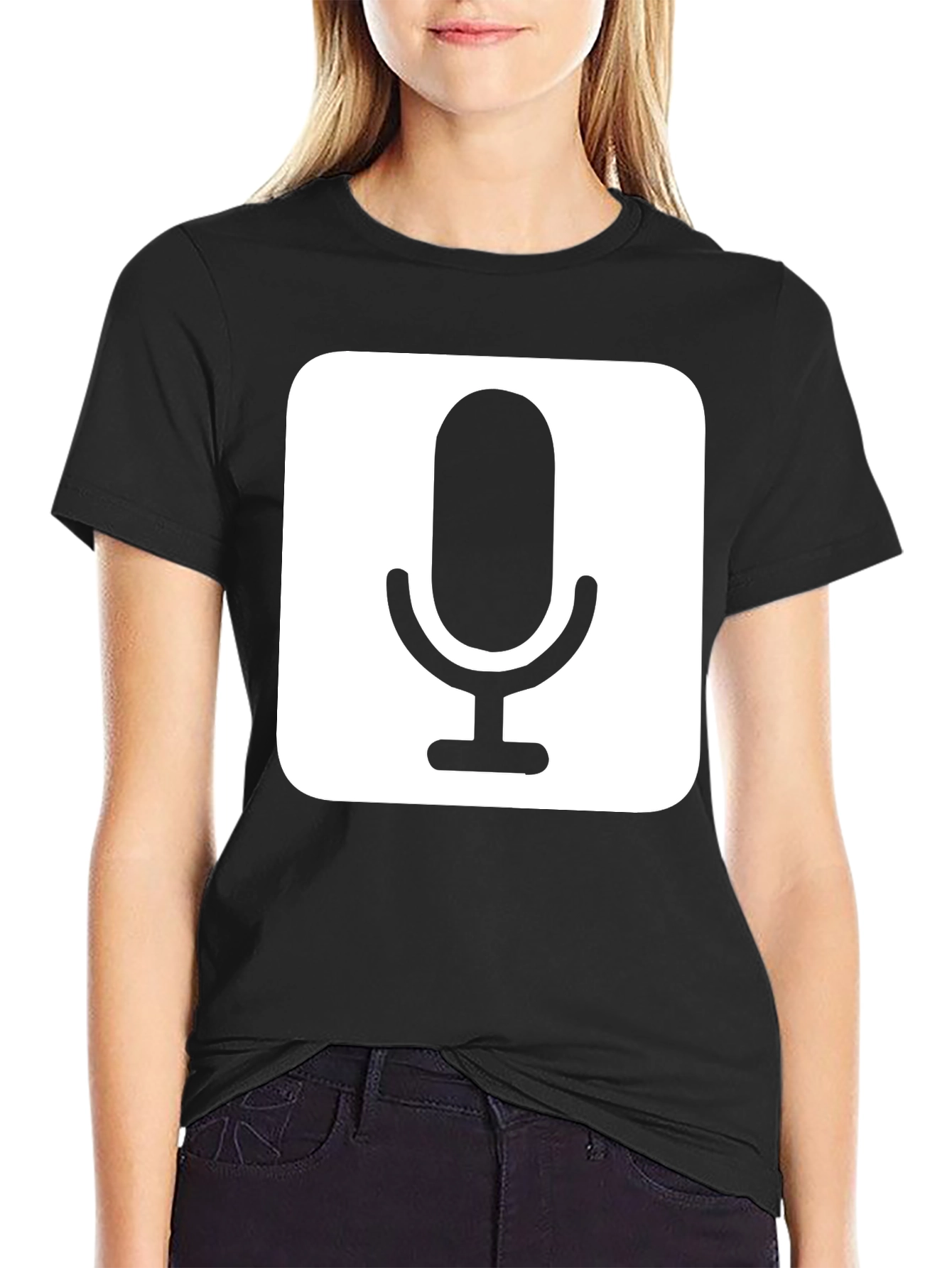 Mic Graphic Tee - Black Cotton T-Shirt