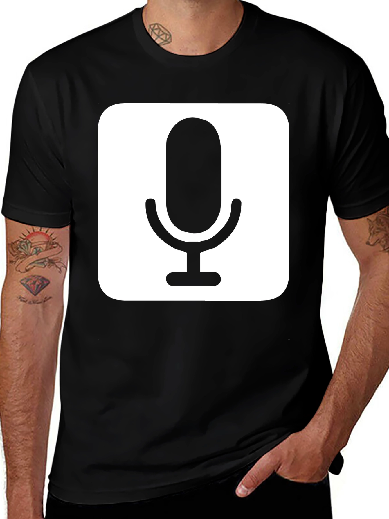 Mic Graphic Tee - Black Cotton T-Shirt