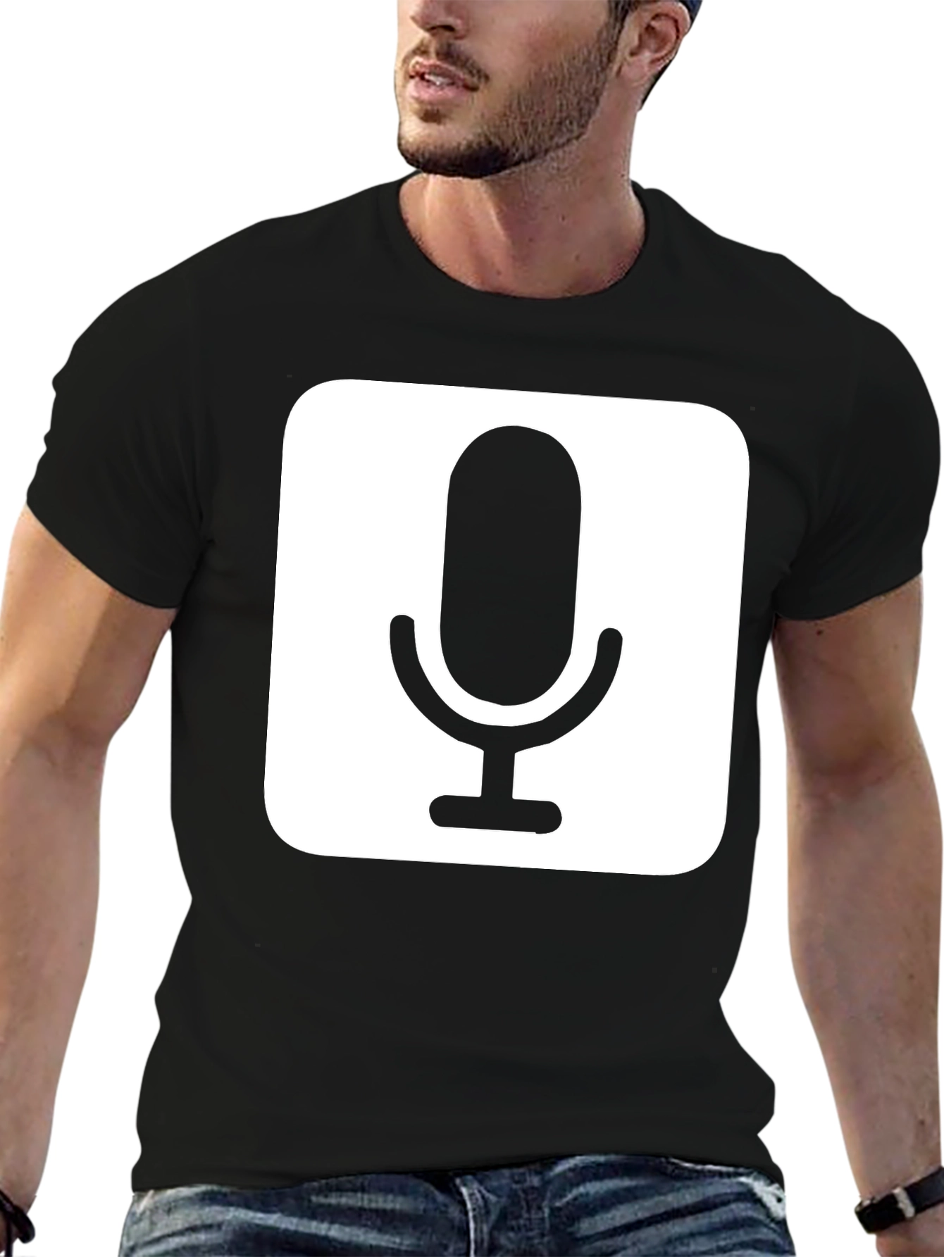 Mic Graphic Tee - Black Cotton T-Shirt