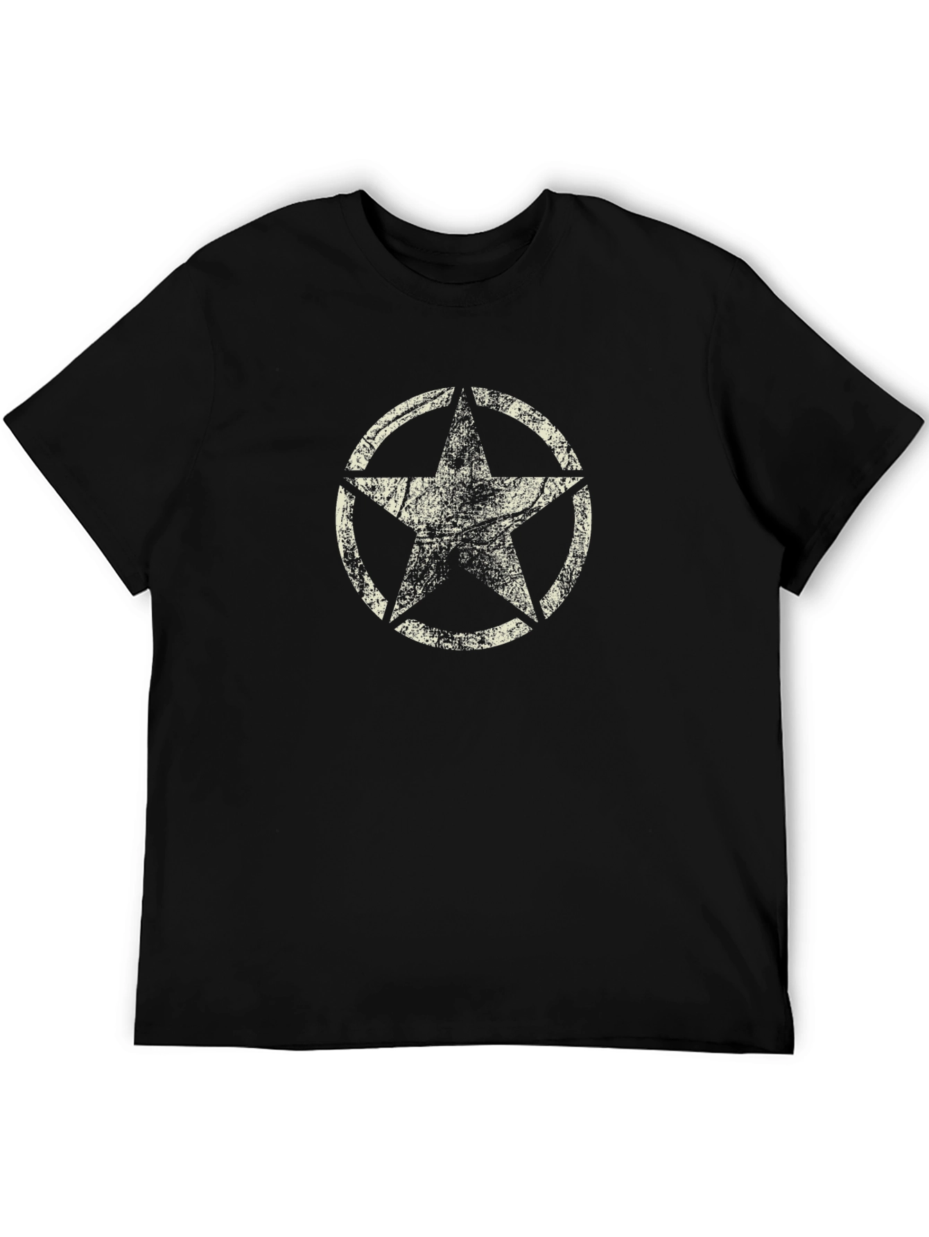 Distressed Star Graphic Black Tee
