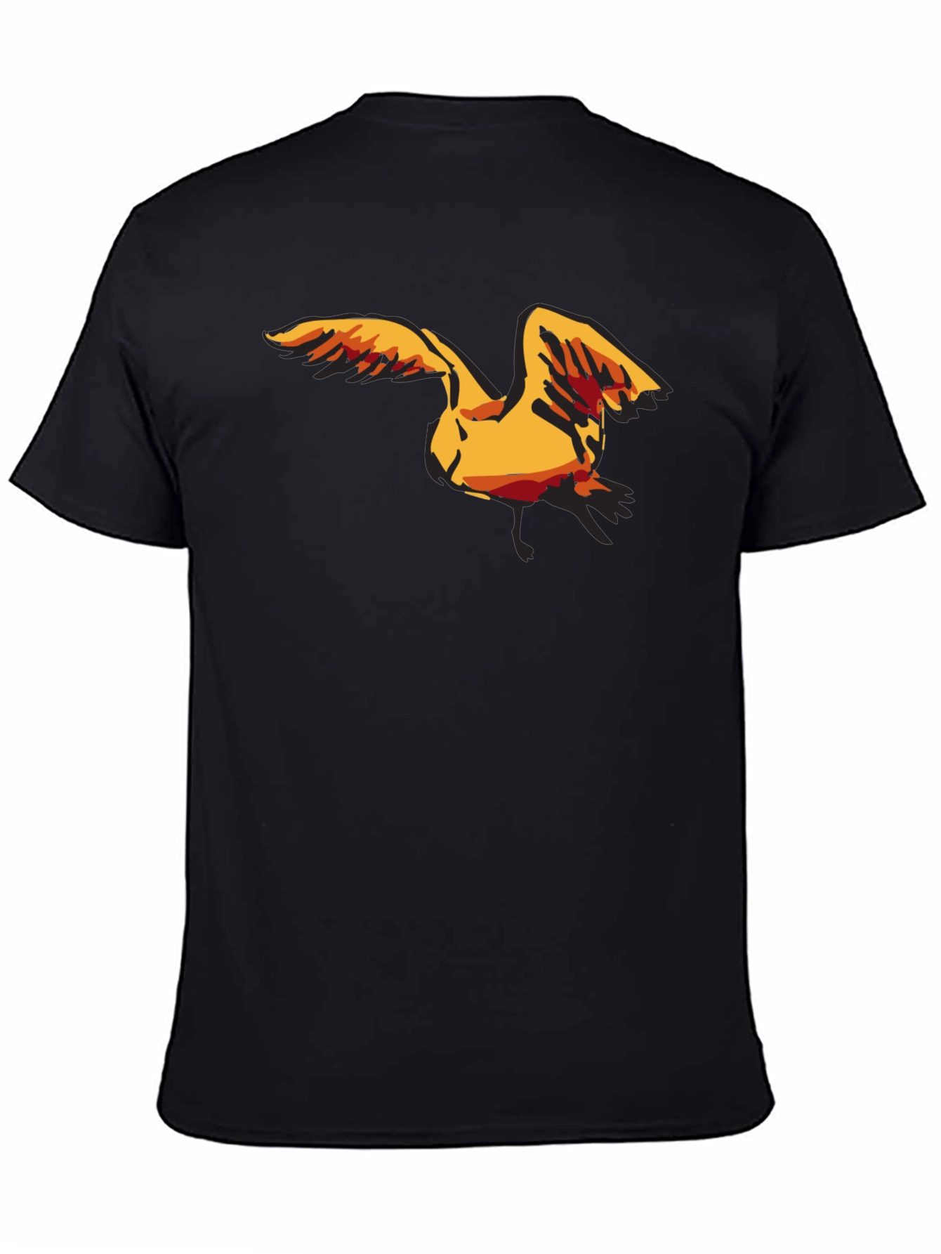 Mens Black T-Shirt with Seagull Graphic