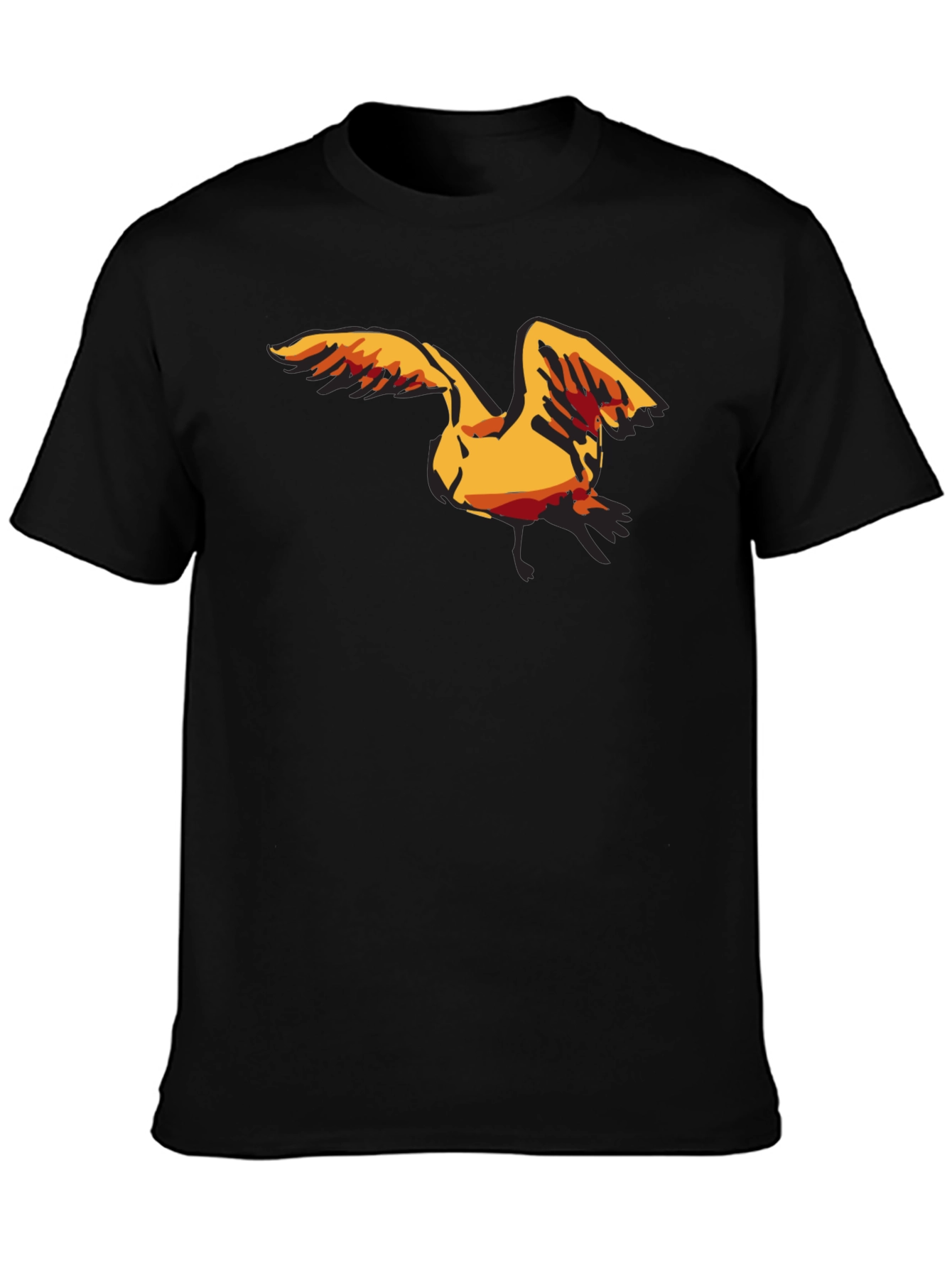 Mens Black T-Shirt with Seagull Graphic
