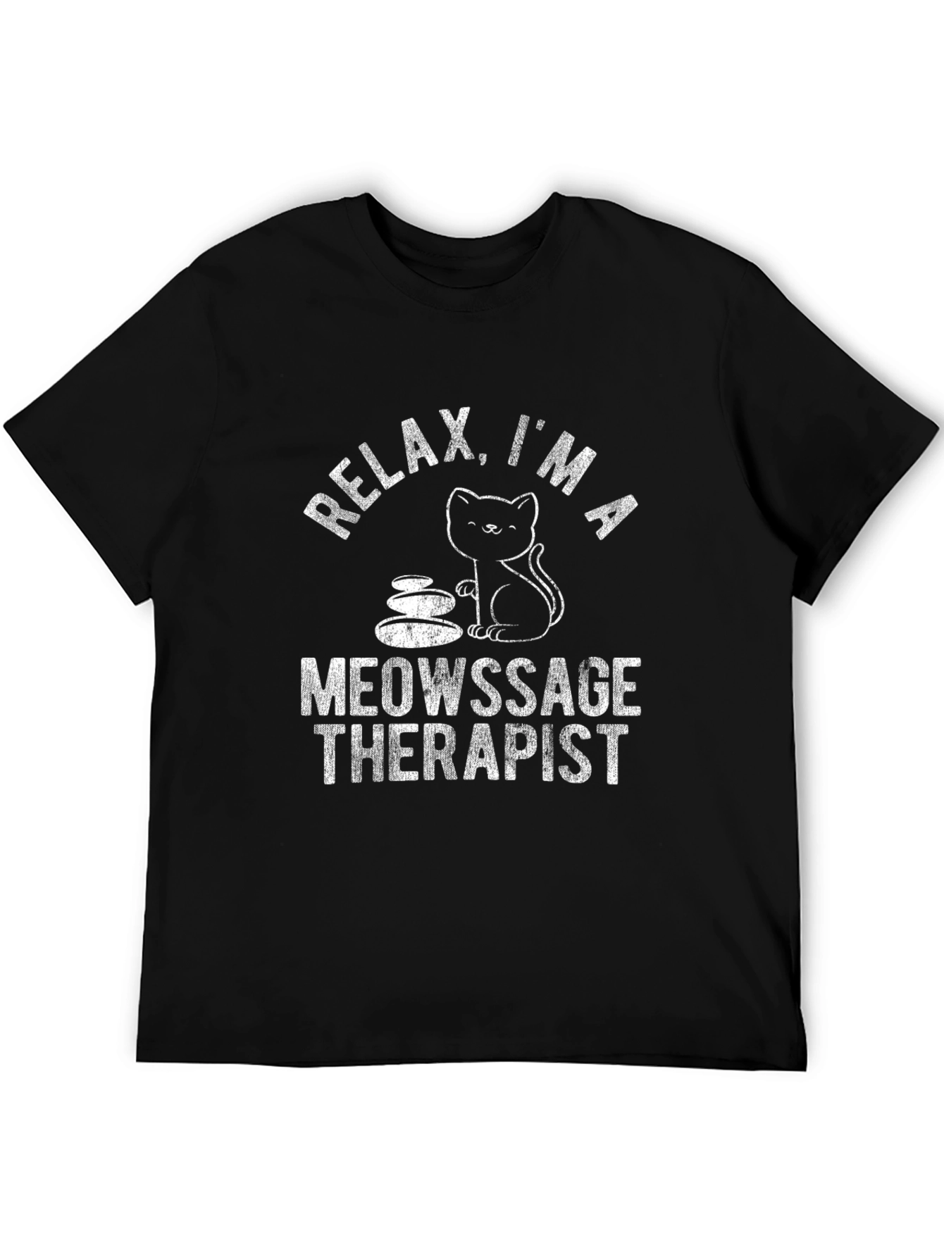 Relax Meowsage Therapist Cat Black T-Shirt