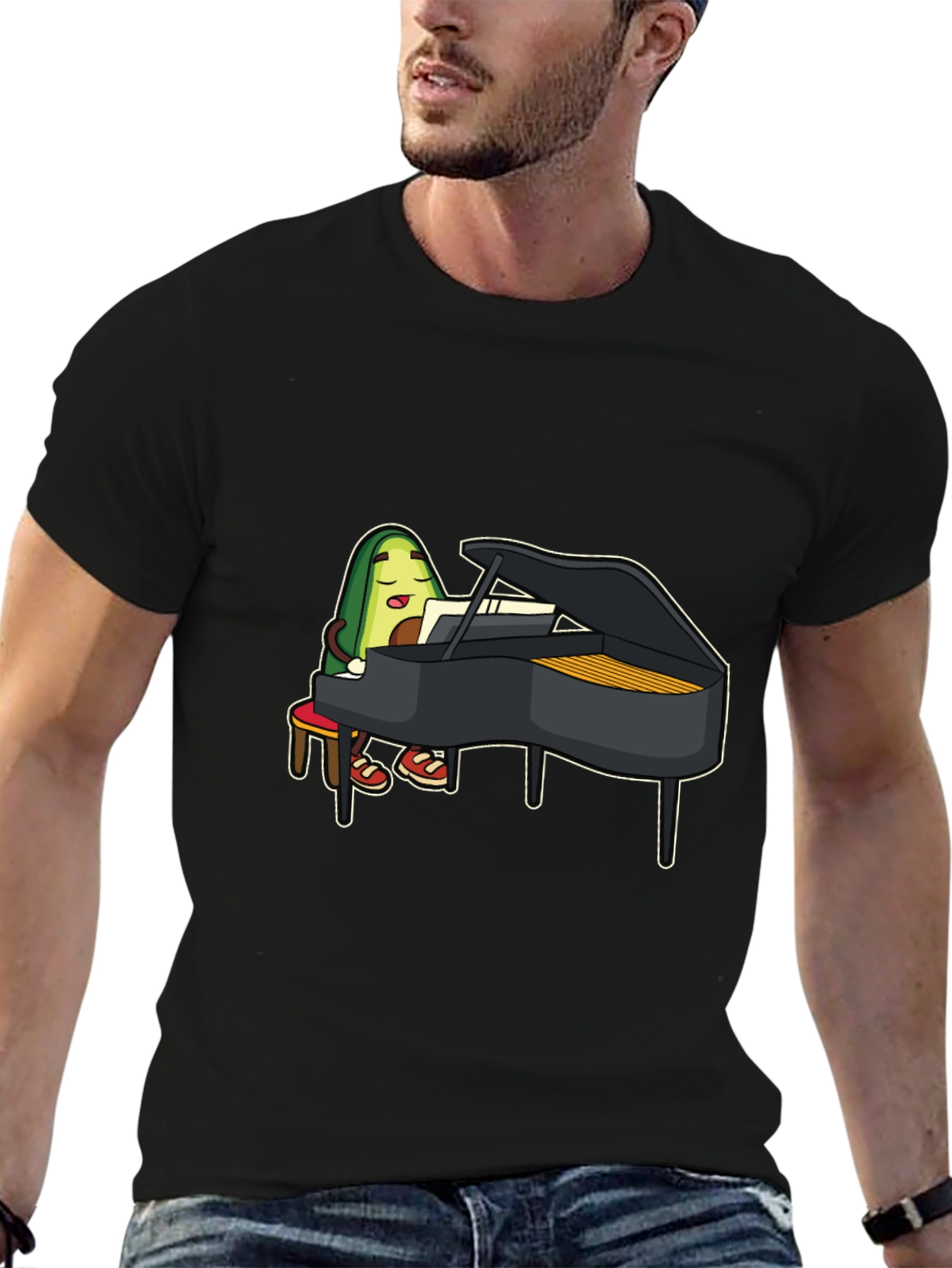 Avocado Piano Player Graphic T-Shirt