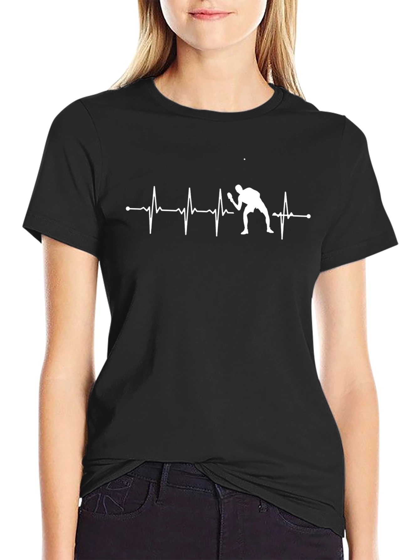 Table Tennis Heartbeat Black T-Shirt