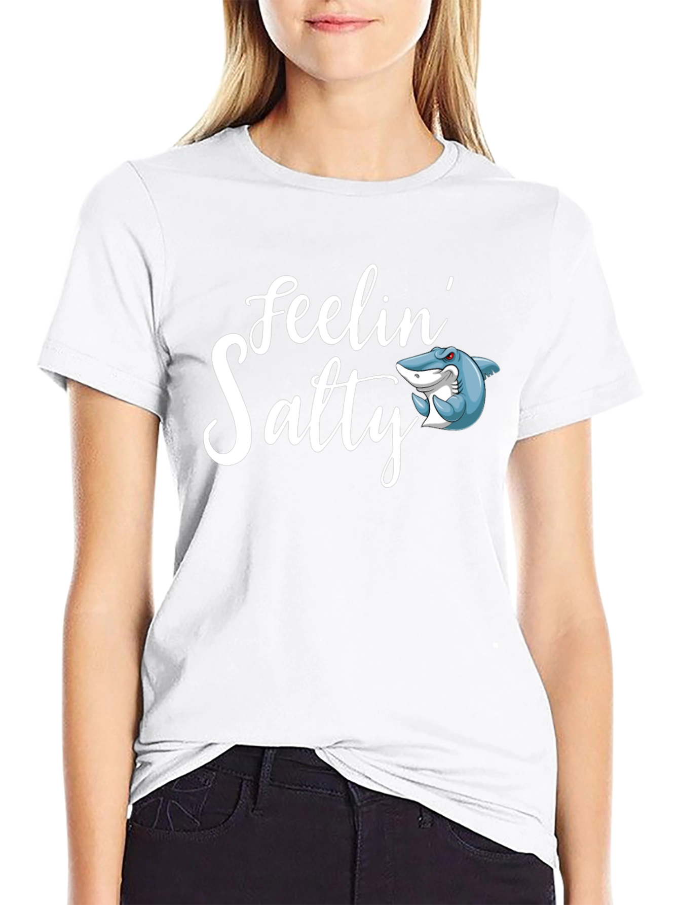 Feelin Salty Shark Graphic Tee - Mens Black T-Shirt