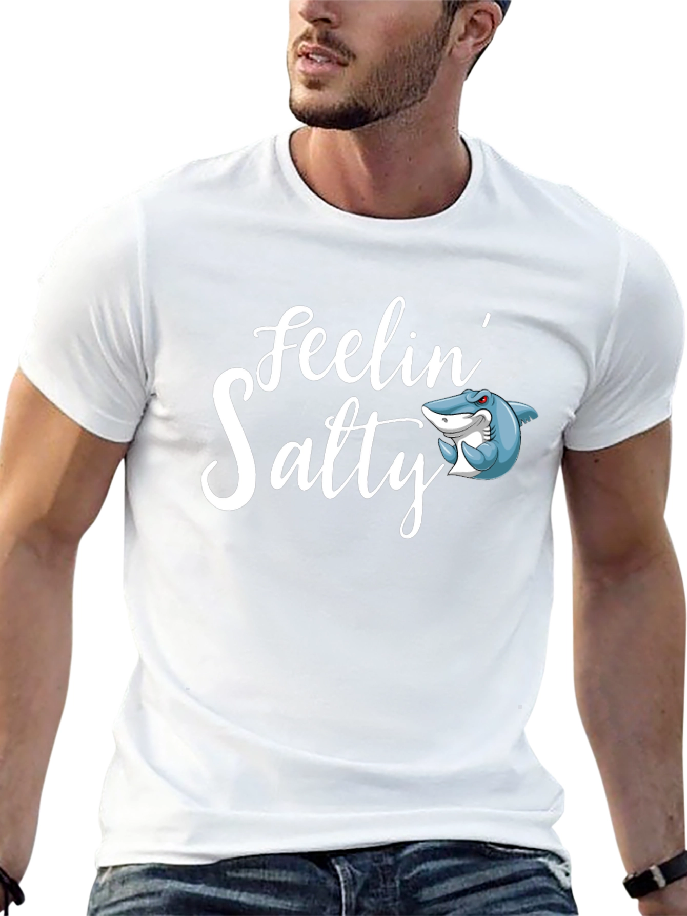 Feelin Salty Shark Graphic Tee - Mens Black T-Shirt