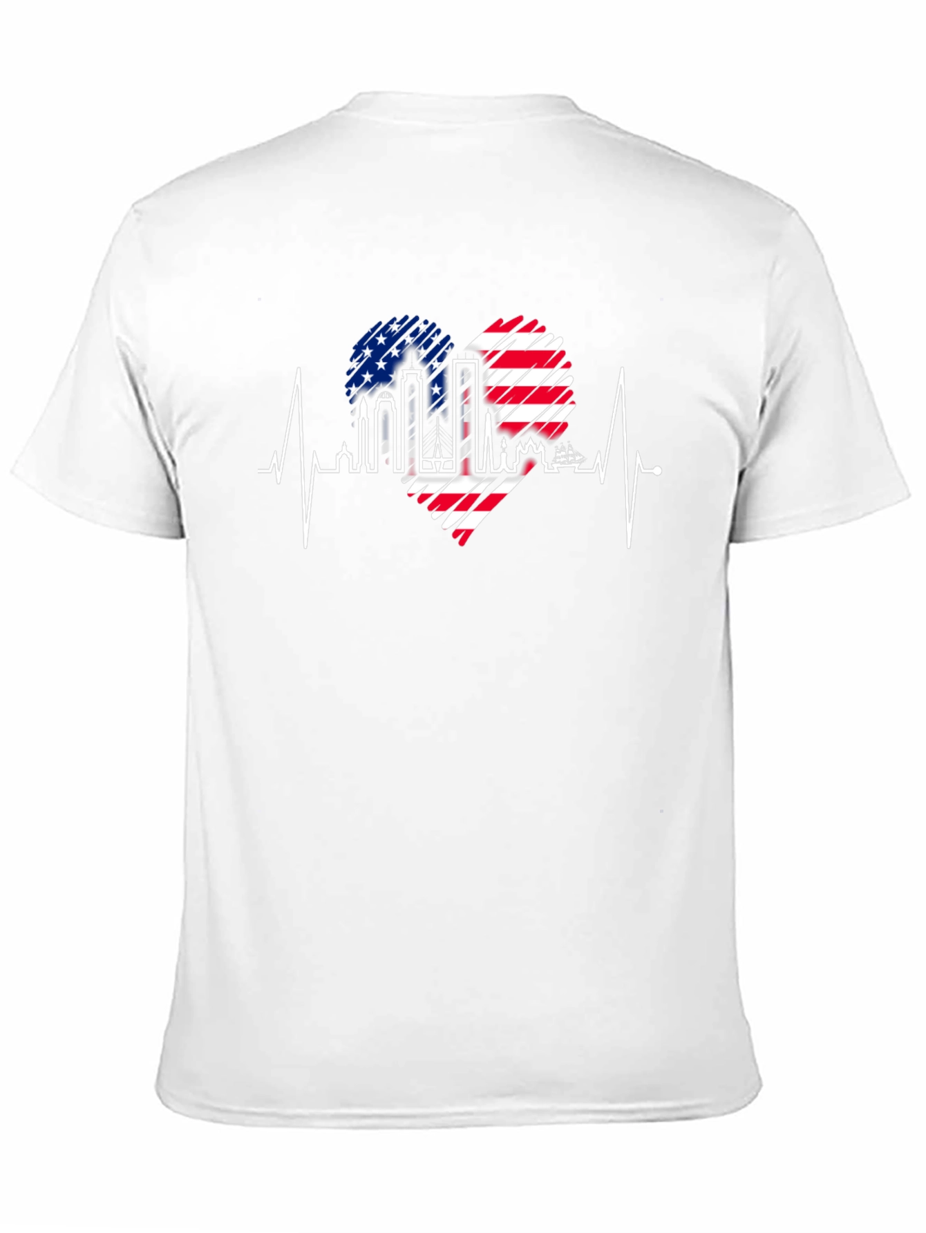 Patriotic Heartbeat Skyline T-Shirt