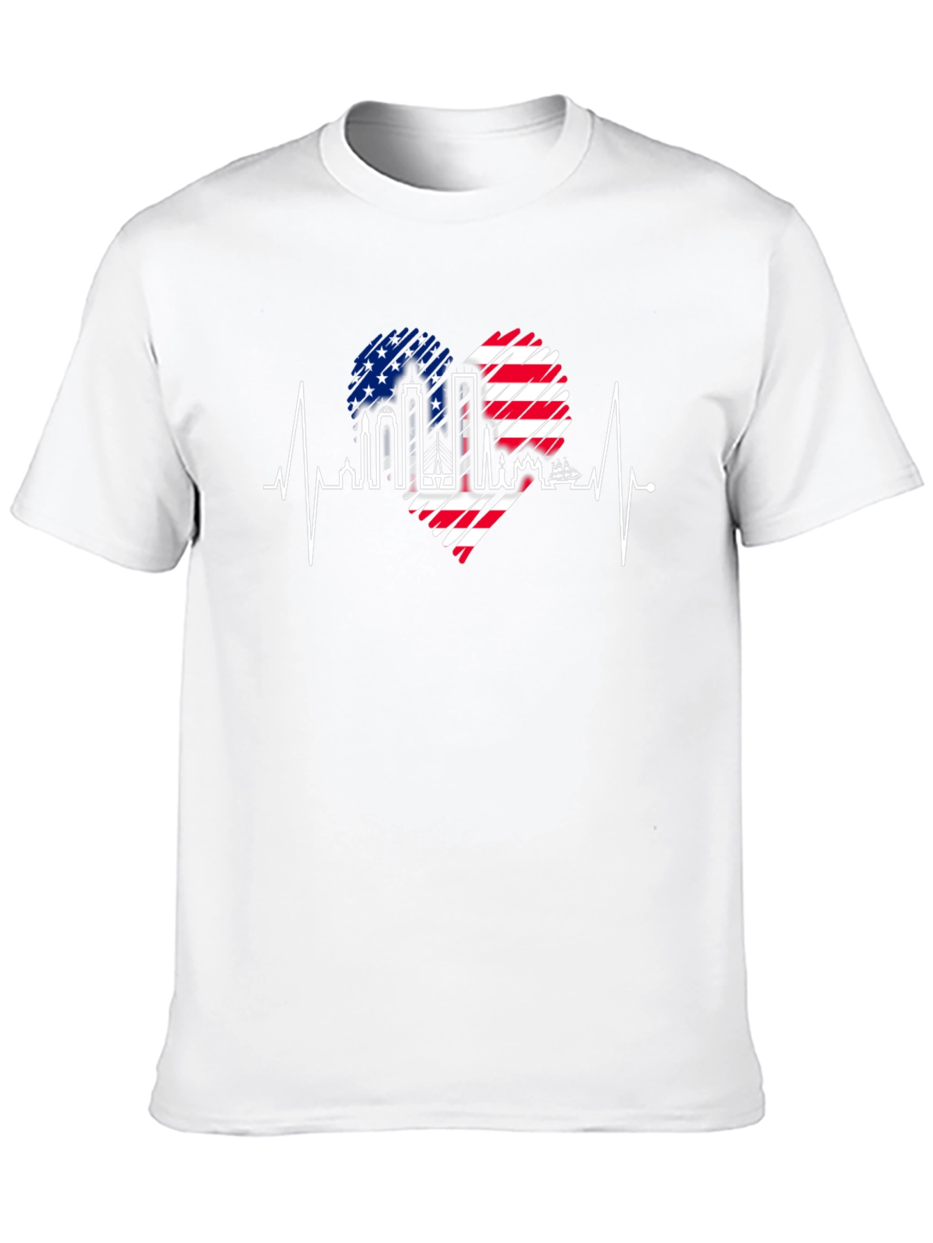 Patriotic Heartbeat Skyline T-Shirt
