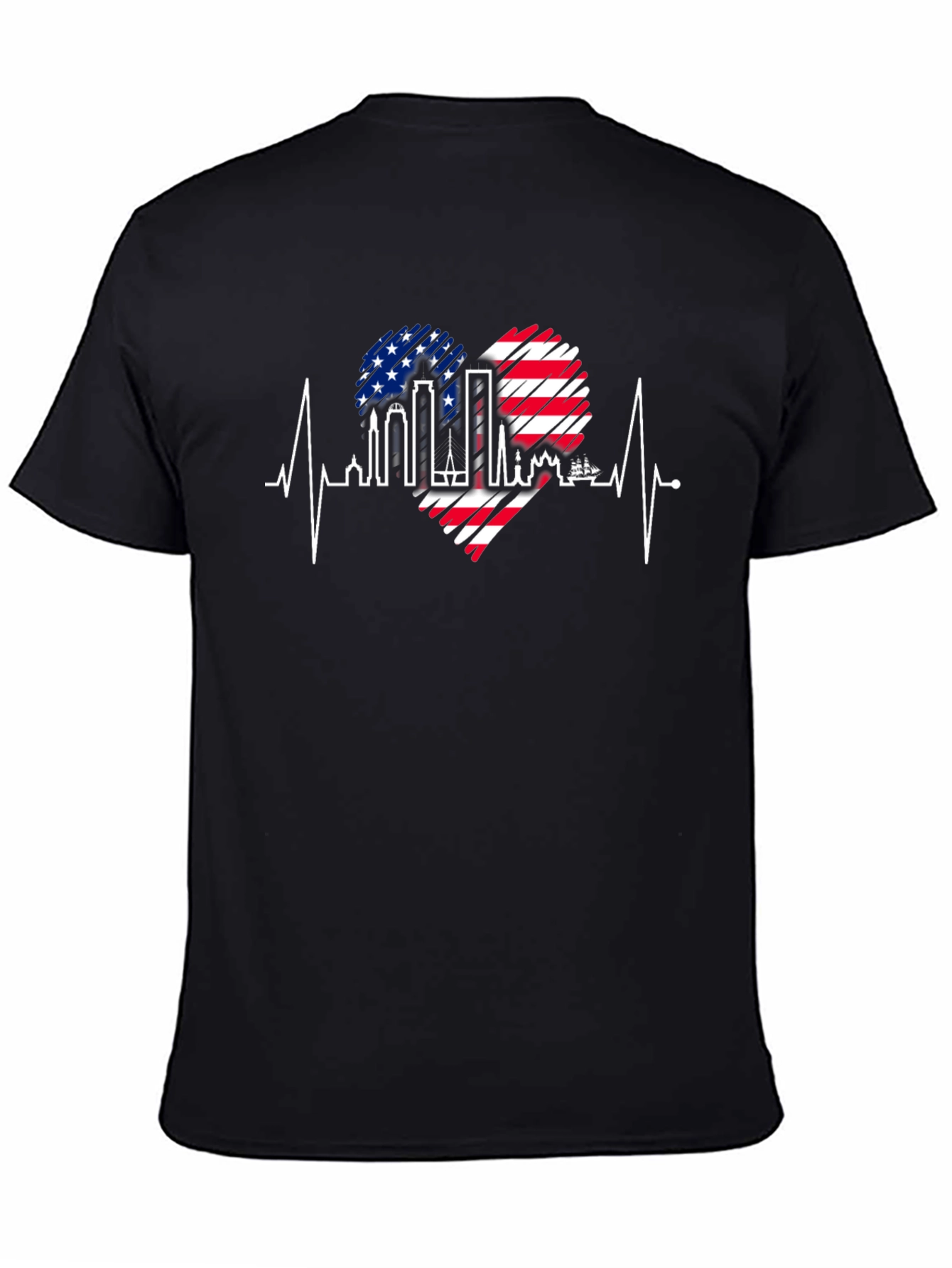 Patriotic Heartbeat Skyline T-Shirt