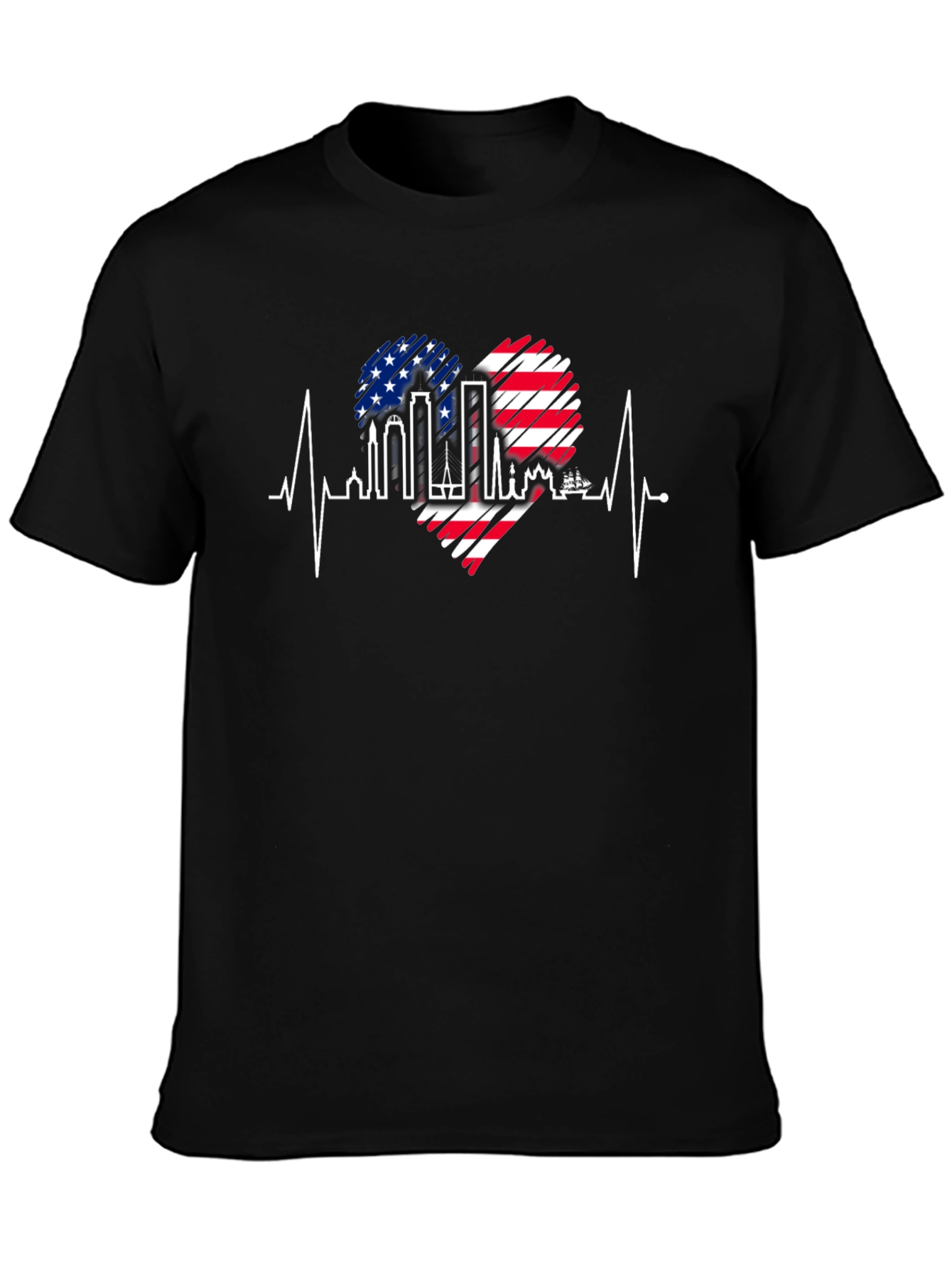 Patriotic Heartbeat Skyline T-Shirt