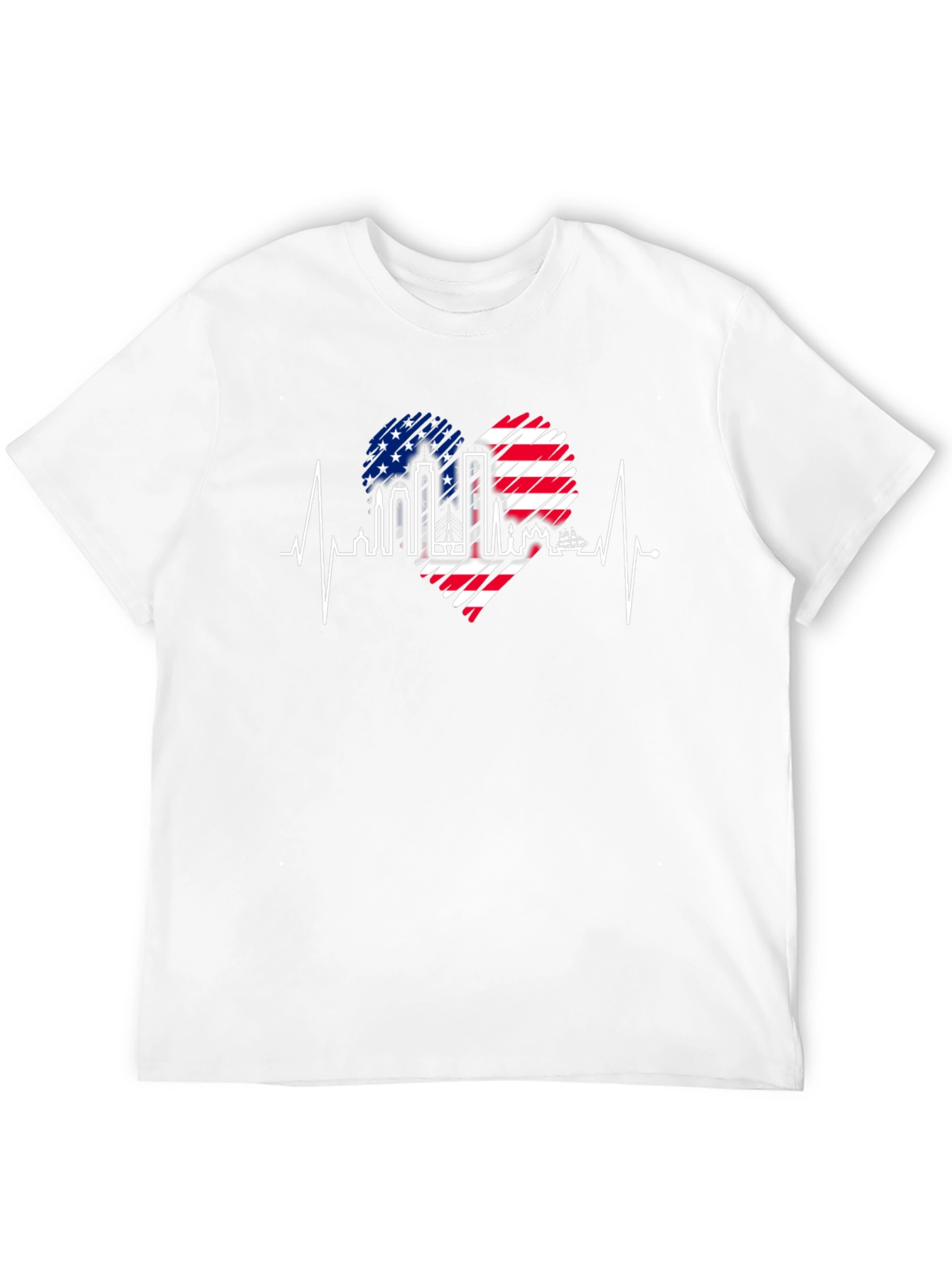 Patriotic Heartbeat Skyline T-Shirt