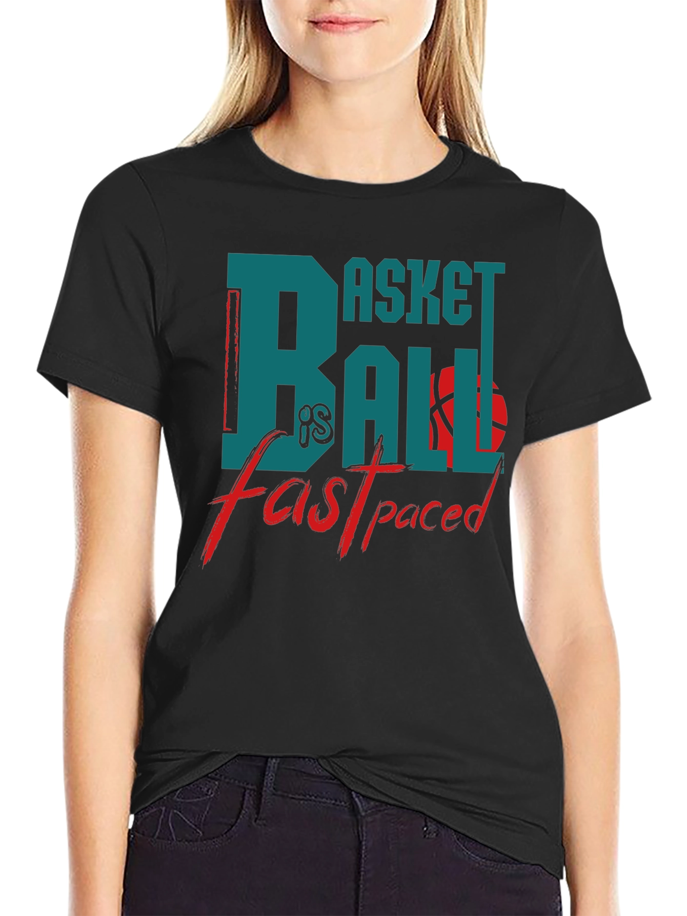 Basketball is Fast Paced Black Graphic Tee