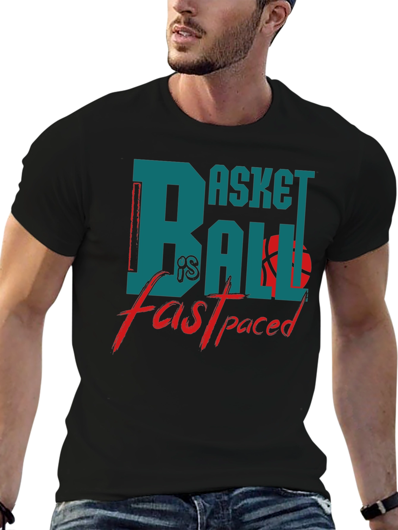 Basketball is Fast Paced Black Graphic Tee