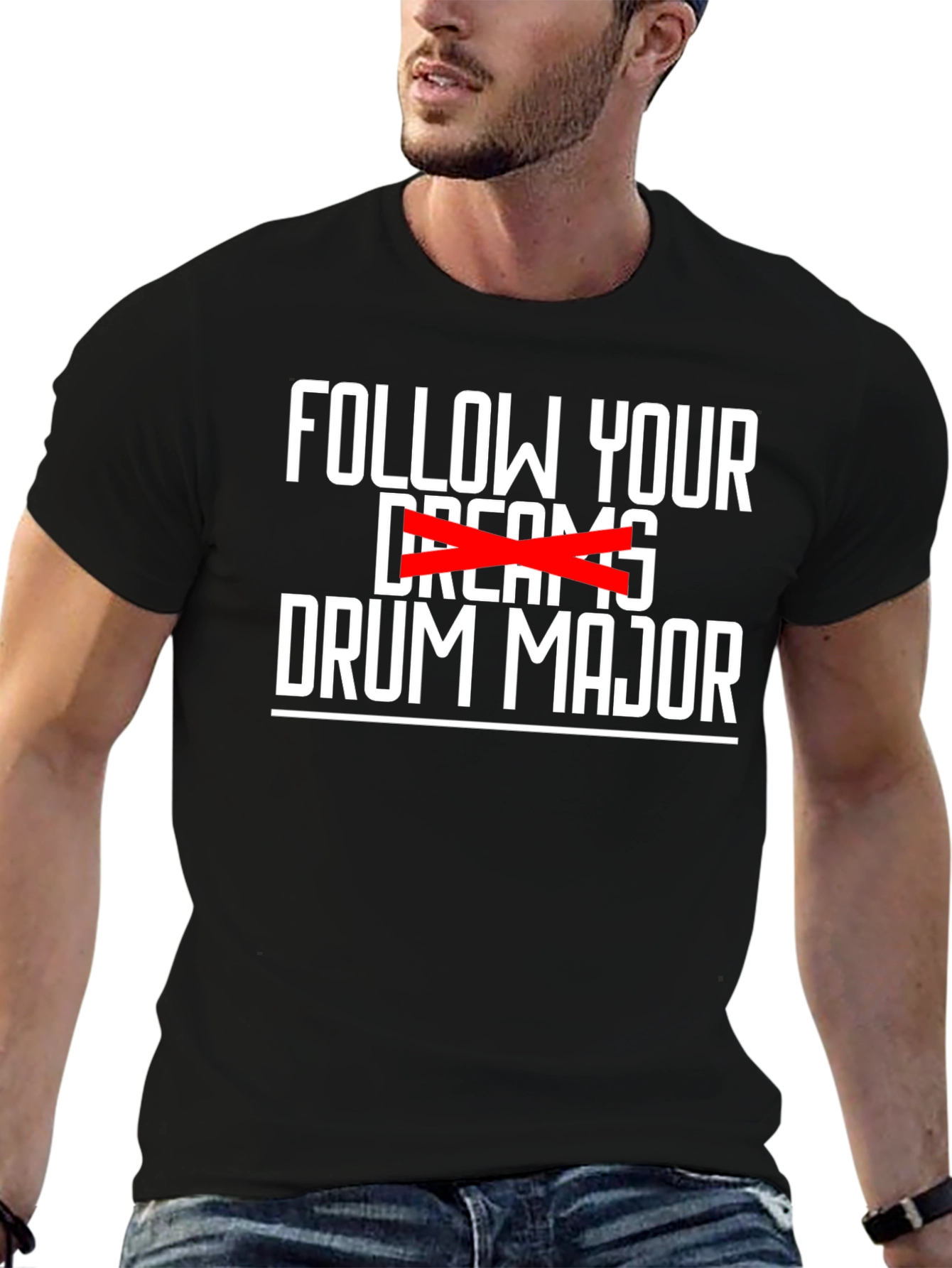 Follow Your Drum Major Black Graphic Tee
