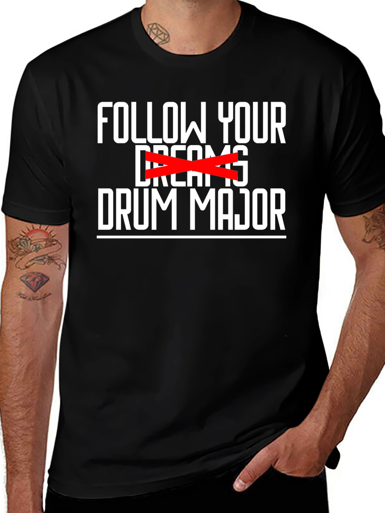 Follow Your Drum Major Black Graphic Tee