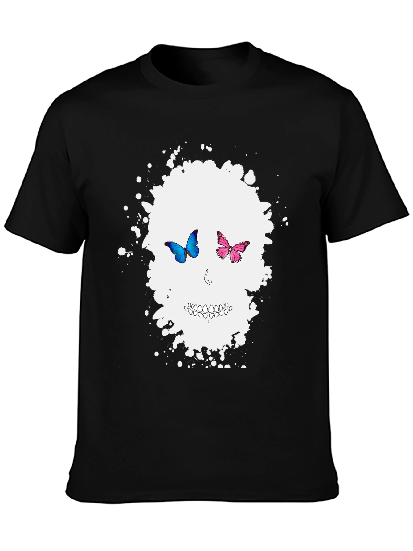 Butterfly Skull Graphic Tee - Mens Black T-Shirt