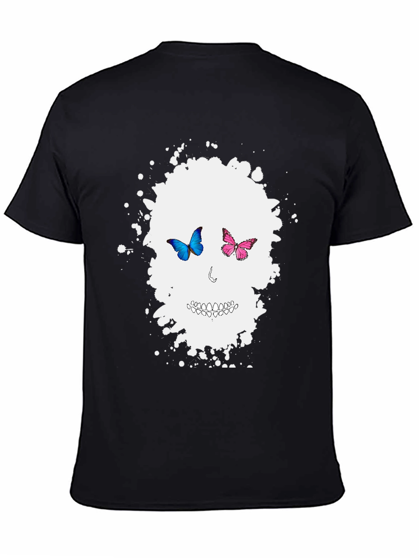 Butterfly Skull Graphic Tee - Mens Black T-Shirt