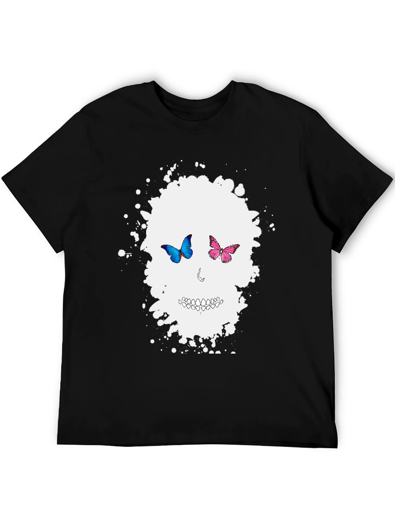 Butterfly Skull Graphic Tee - Mens Black T-Shirt