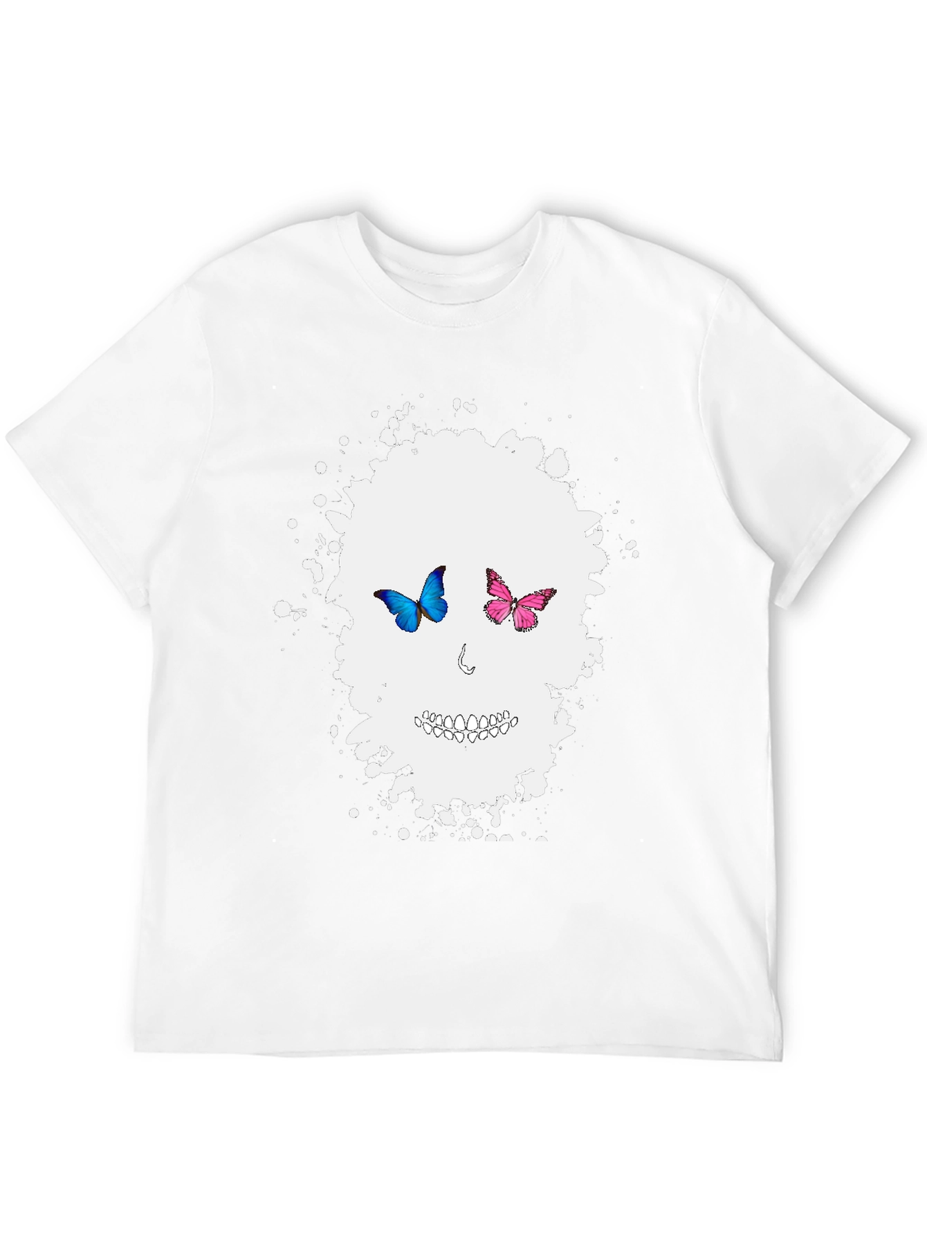 Butterfly Skull Graphic Tee - Mens Black T-Shirt