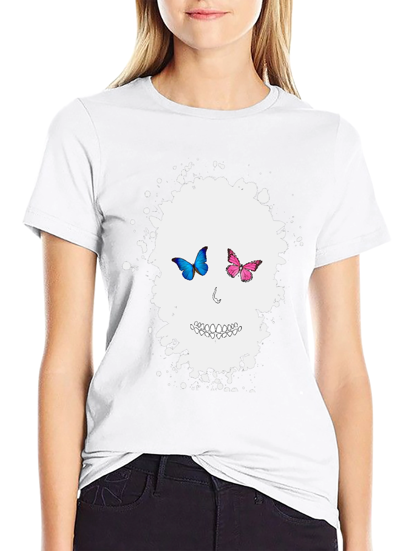 Butterfly Skull Graphic Tee - Mens Black T-Shirt