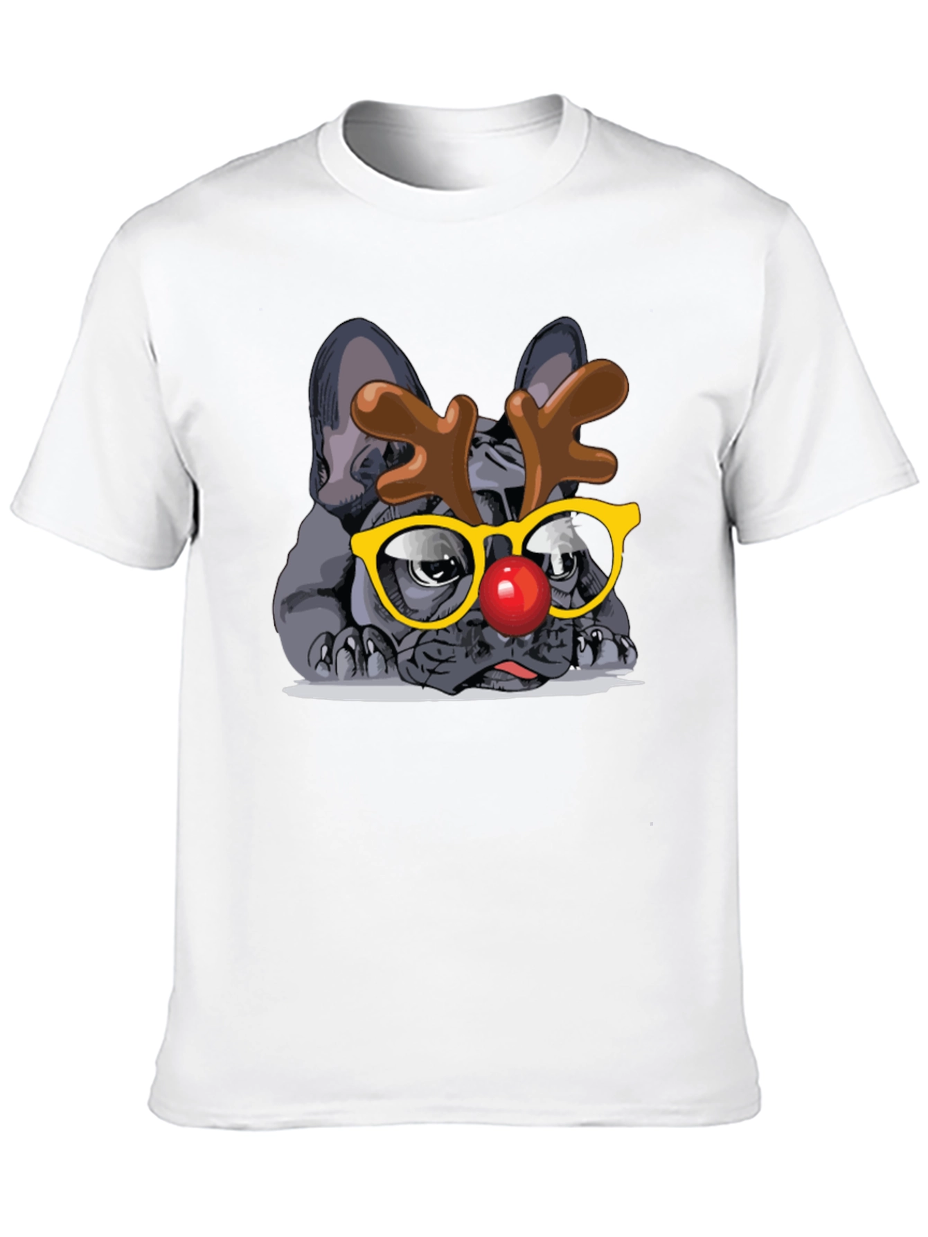 Dog Reindeer Graphic Tee - Black
