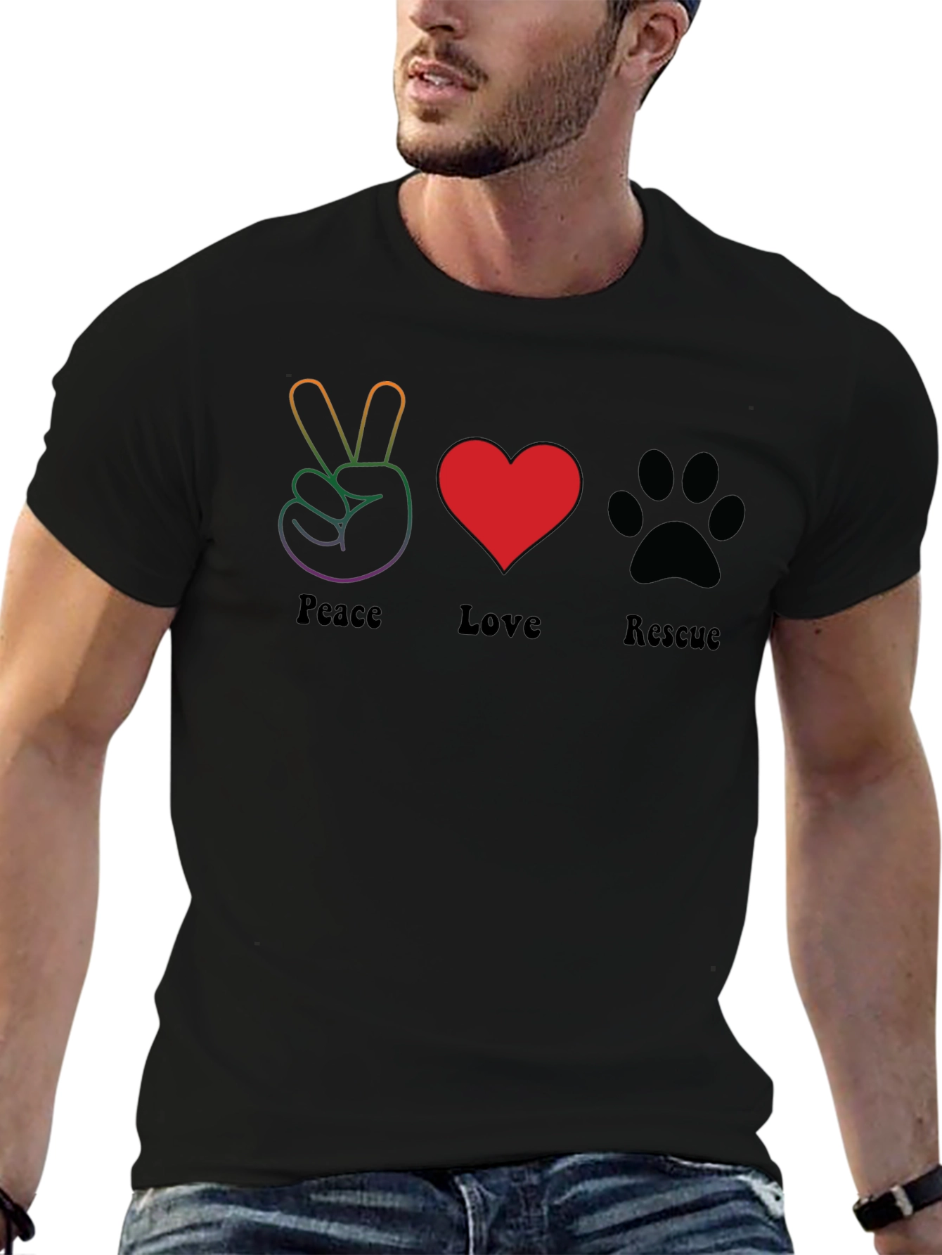 Peace Love Rescue Graphic T-Shirt