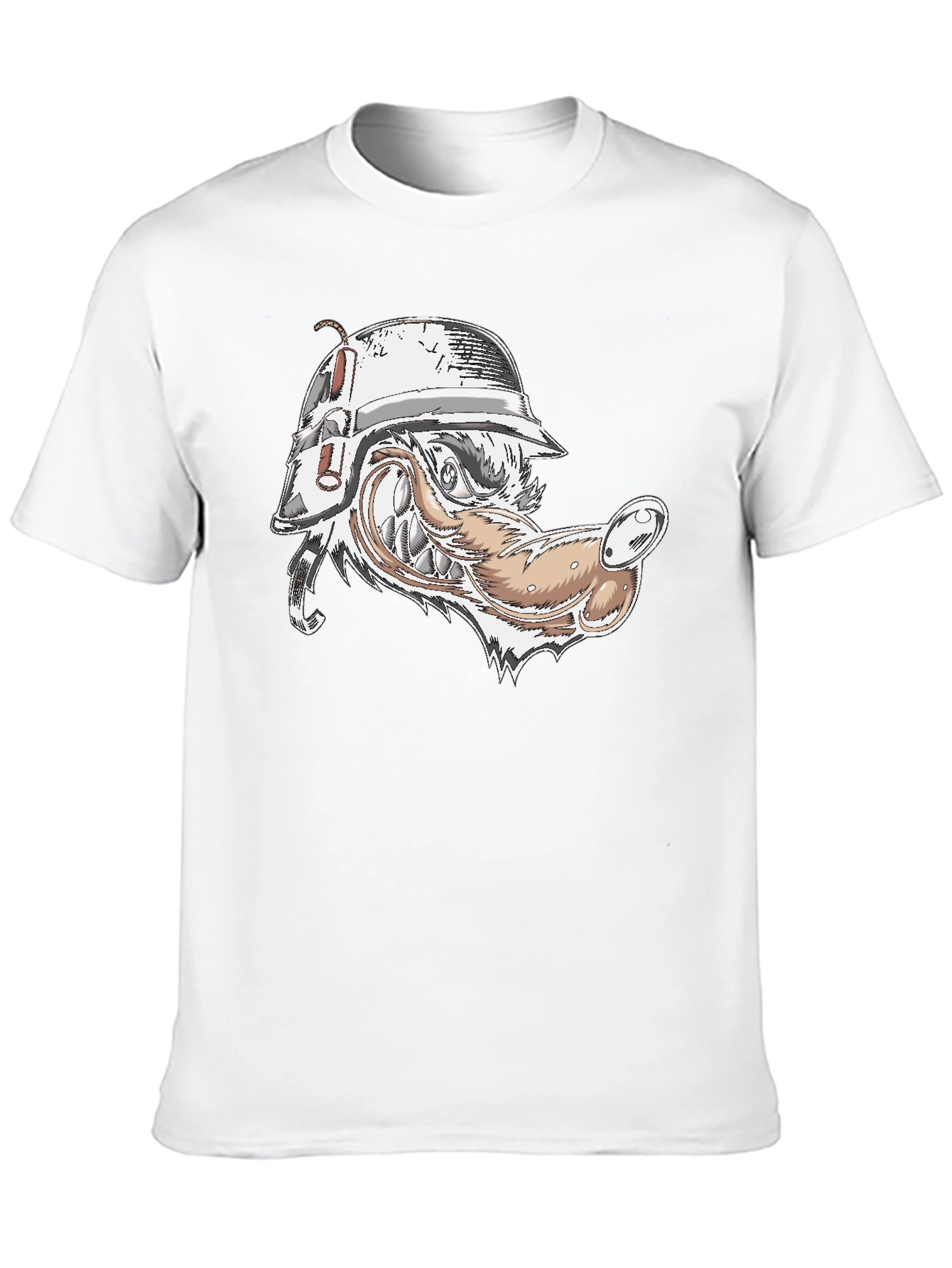 Wolf Head Military Helmet Graphic Tee