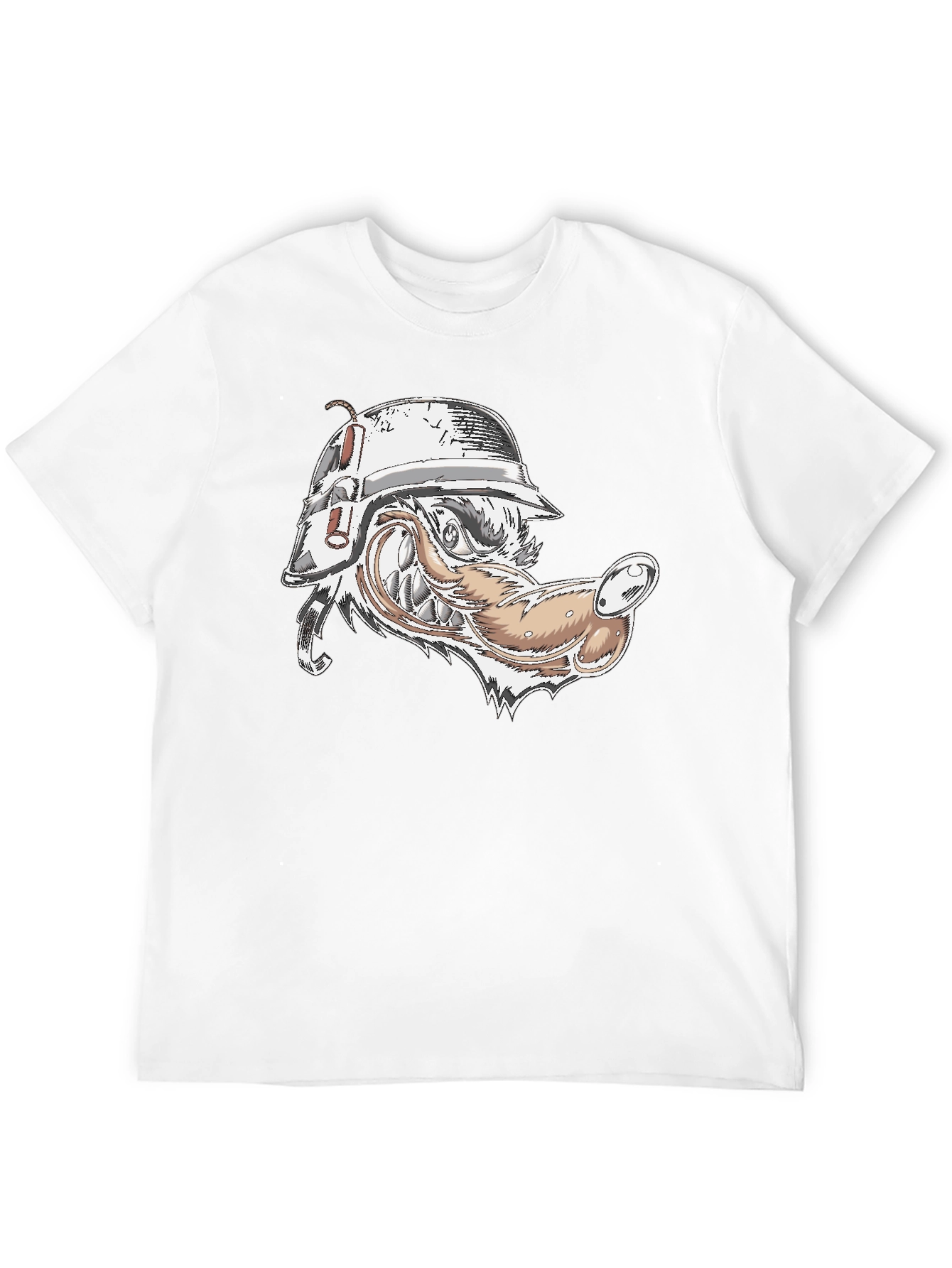Wolf Head Military Helmet Graphic Tee
