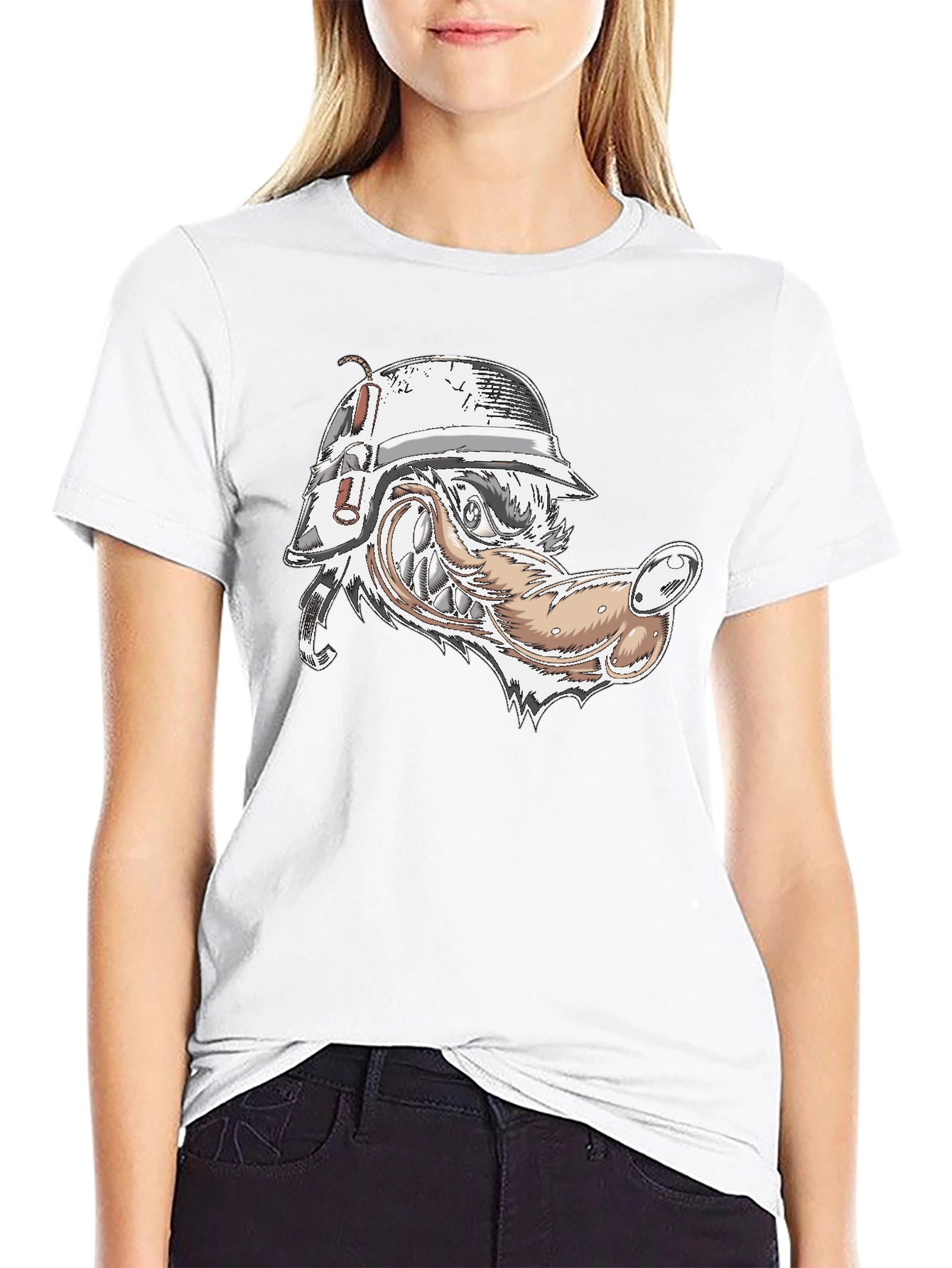 Wolf Head Military Helmet Graphic Tee
