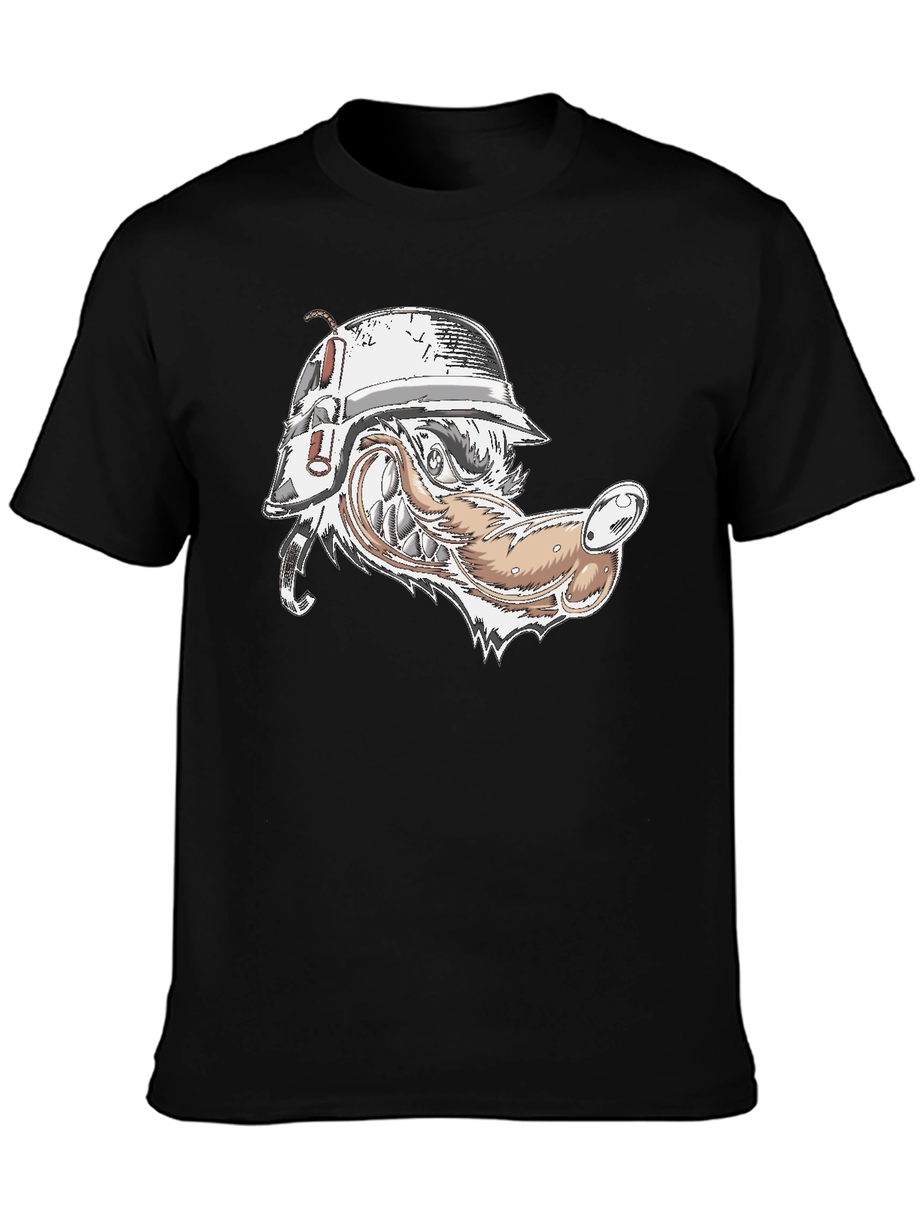 Wolf Head Military Helmet Graphic Tee