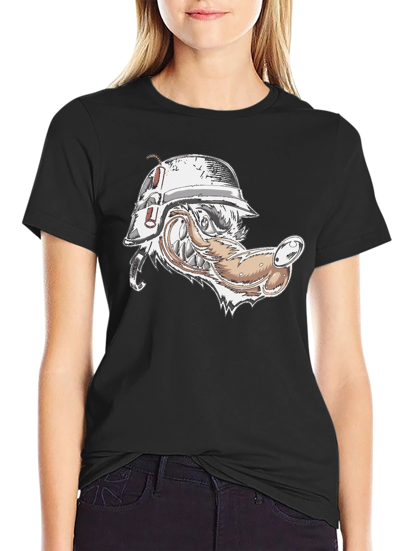 Wolf Head Military Helmet Graphic Tee