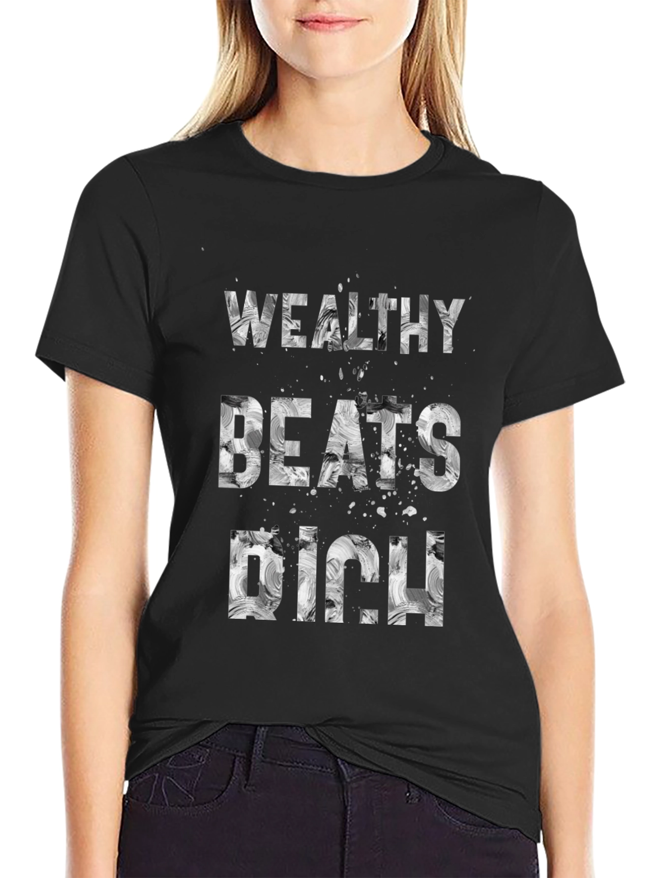 Wealthy Beats Rich Black Graphic Tee