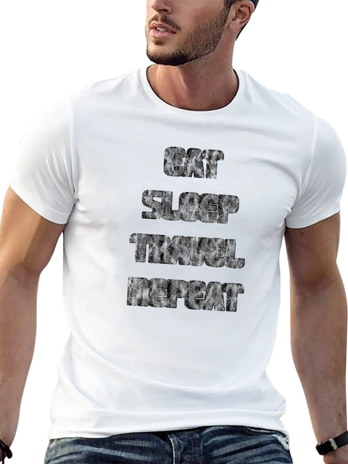 Eat Sleep Travel Repeat T-Shirt - Black Graphic Tee