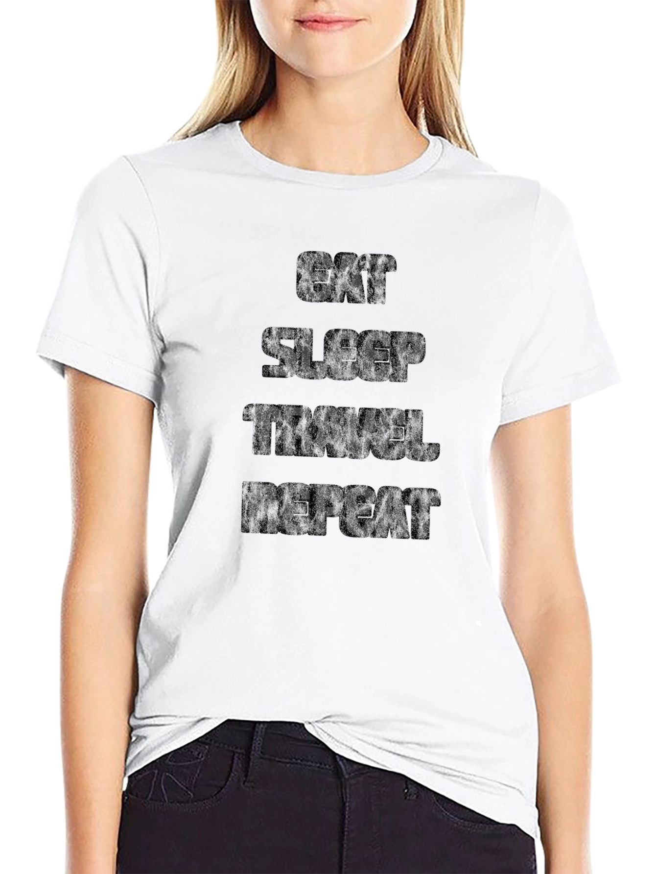Eat Sleep Travel Repeat T-Shirt - Black Graphic Tee