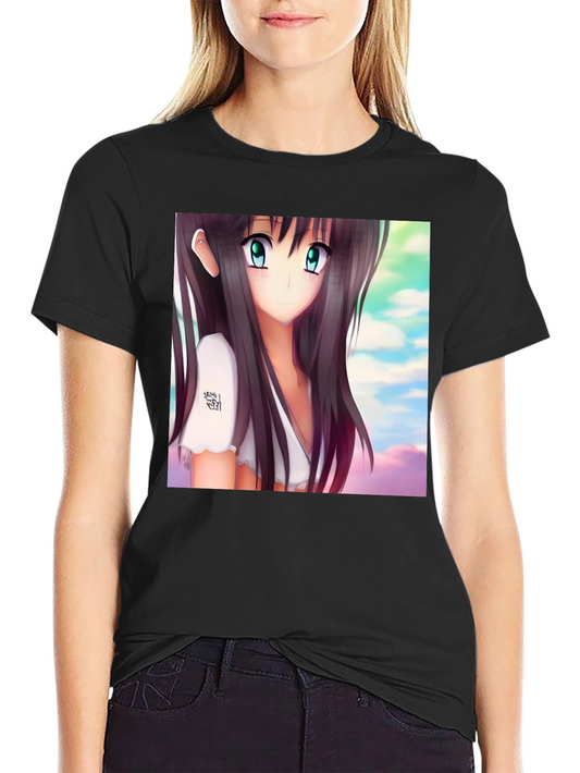 Anime Girl Graphic Black Tee - Stylish & Unique