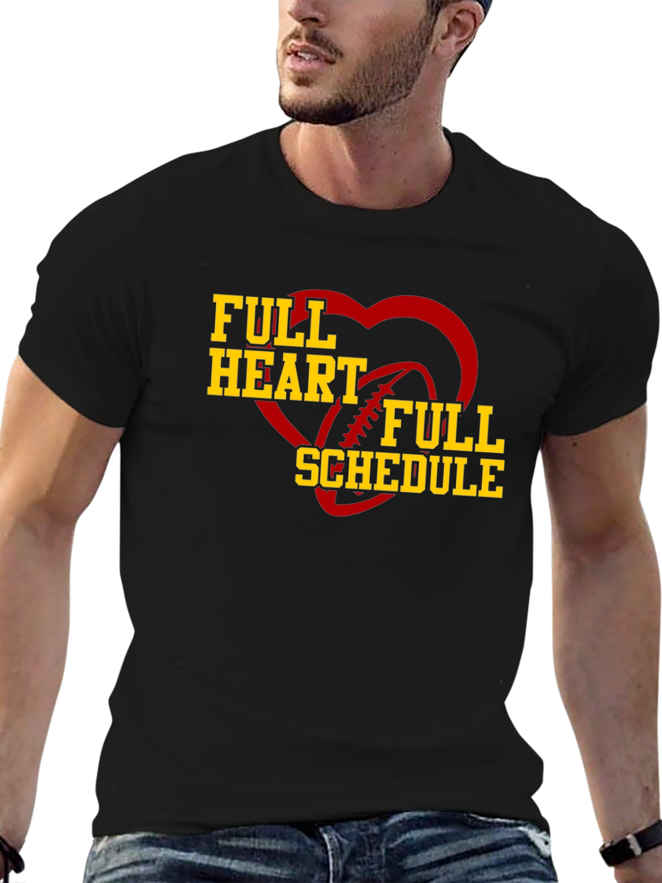 Full Heart Full Schedule Football T-Shirt