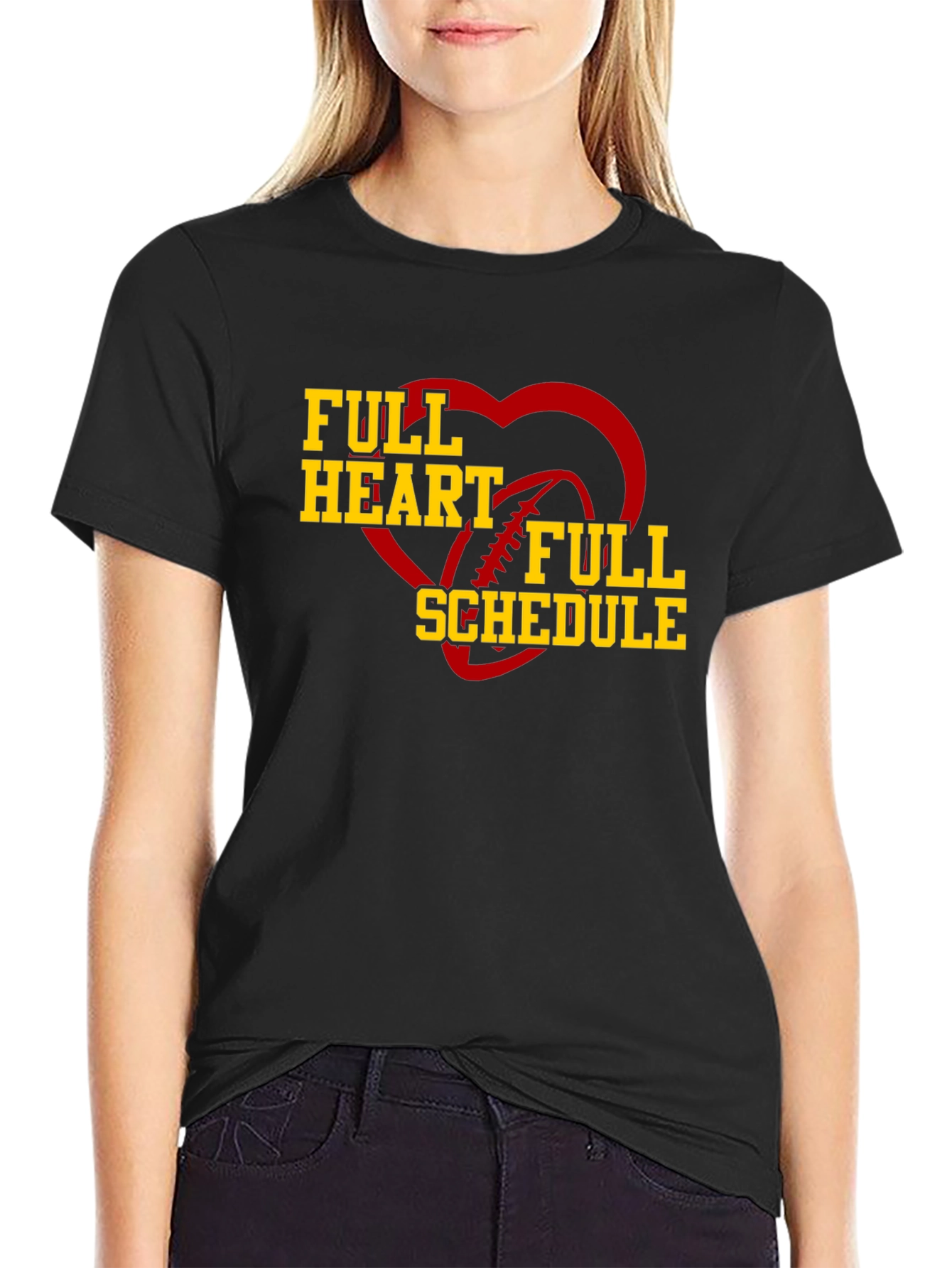 Full Heart Full Schedule Football T-Shirt