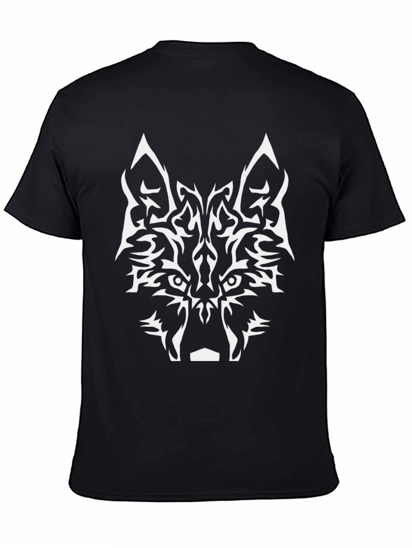 Tribal Wolf Graphic Black T-Shirt